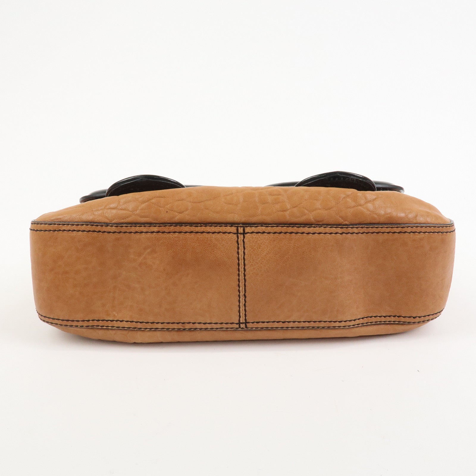 FENDI Patent Leather Shoulder Bag Hand Bag Brown Black 8BN165