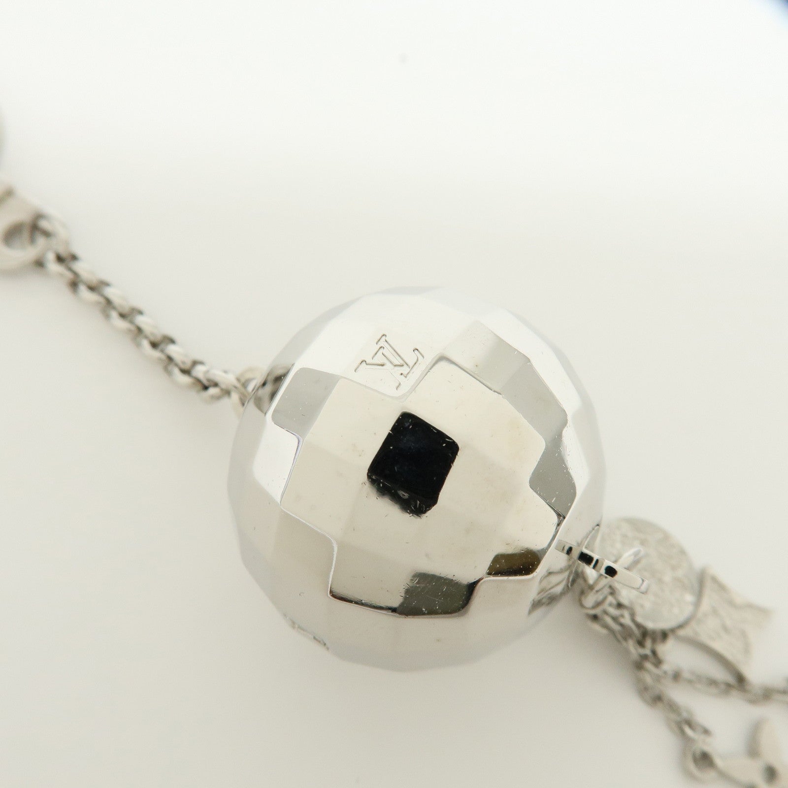 Louis Vuitton Porte Cles Glitter Bag Charm Key Chain Silver M65378