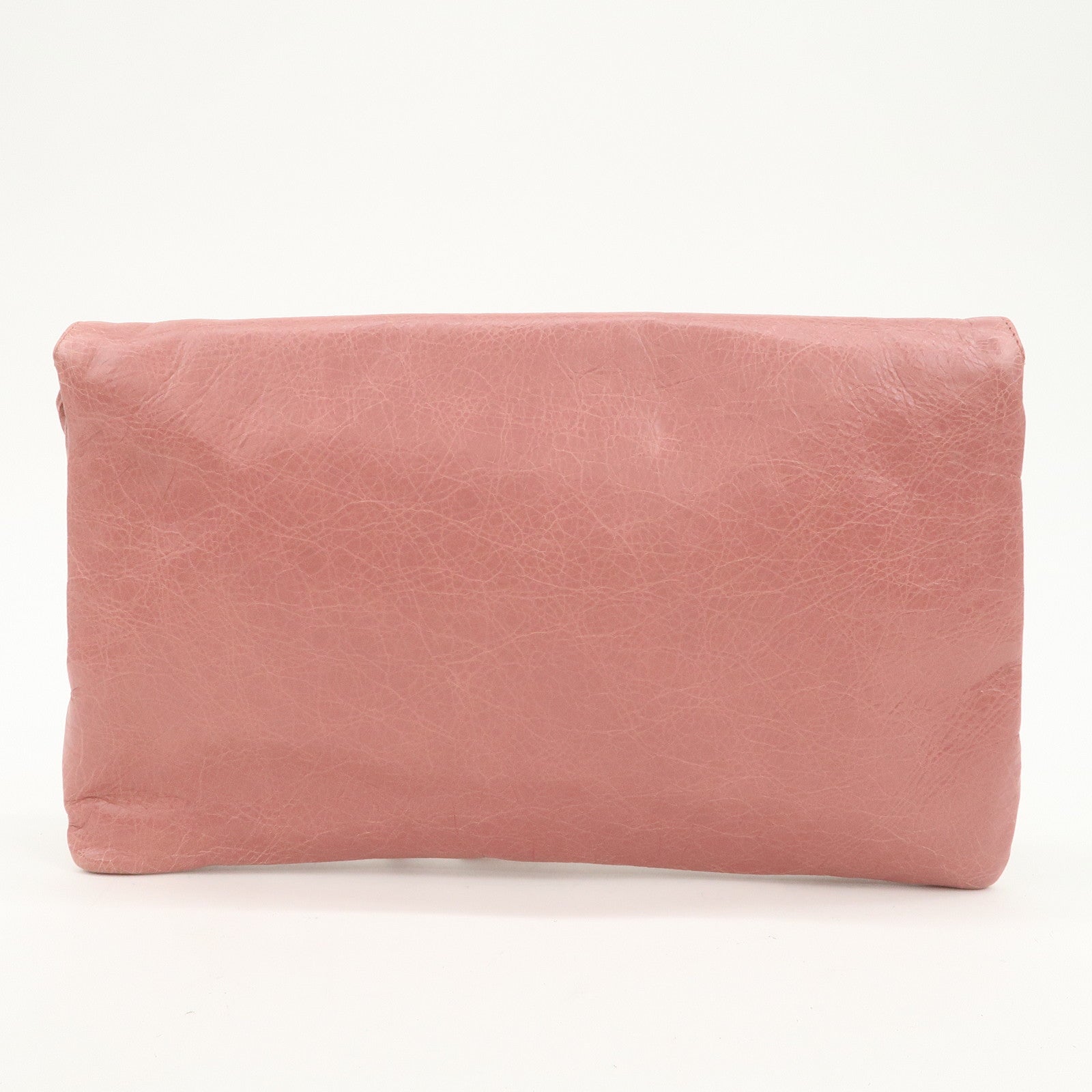 BALENCIAGA Logo Leather Giant Clutch Bag Pink