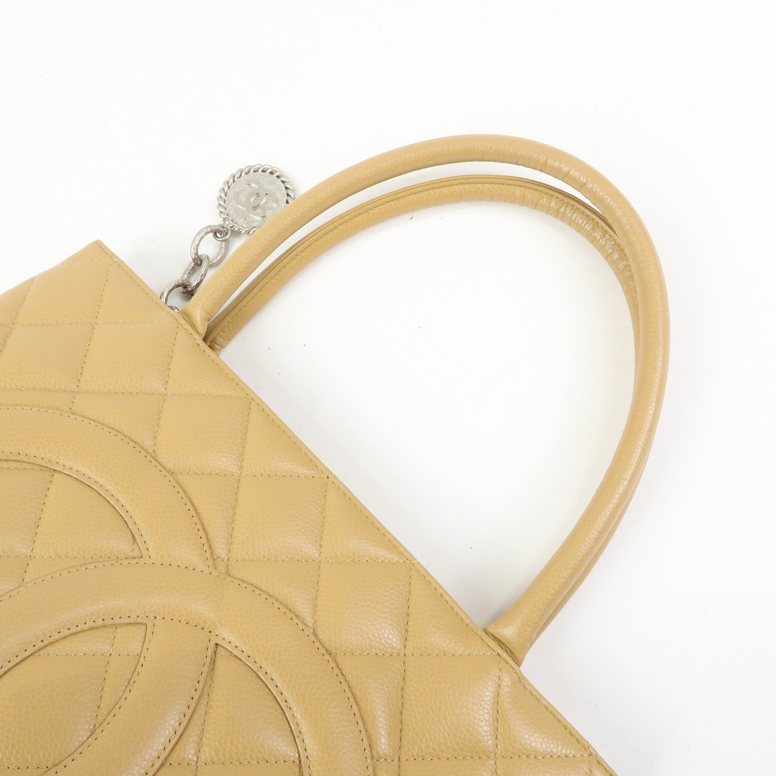 CHANEL Matelasse COCO Mark Medallion Tote Bag Hand Bag Beige A01804
