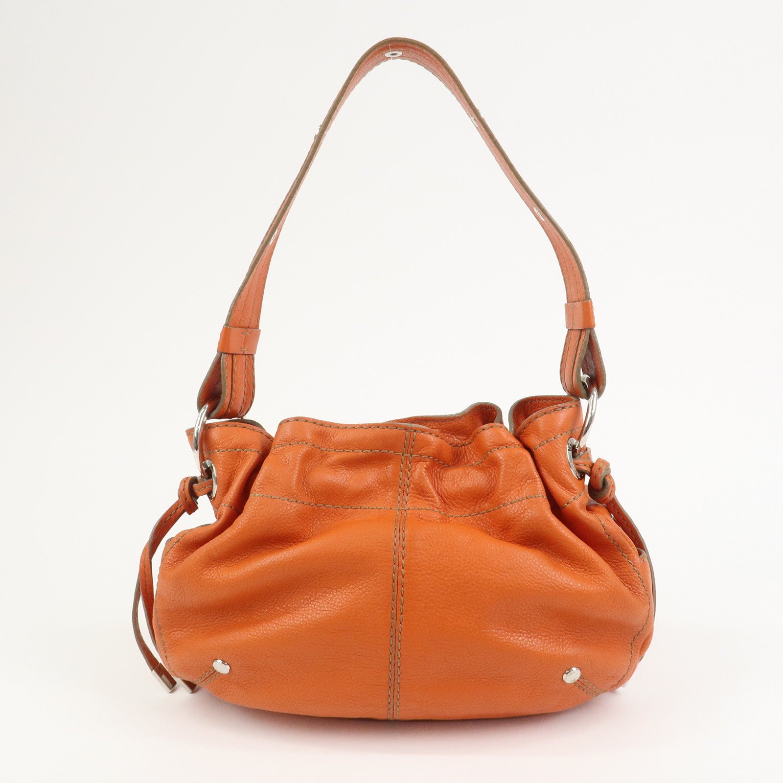 TOD’S Leather Shoulder Bag Hand Bag Orange