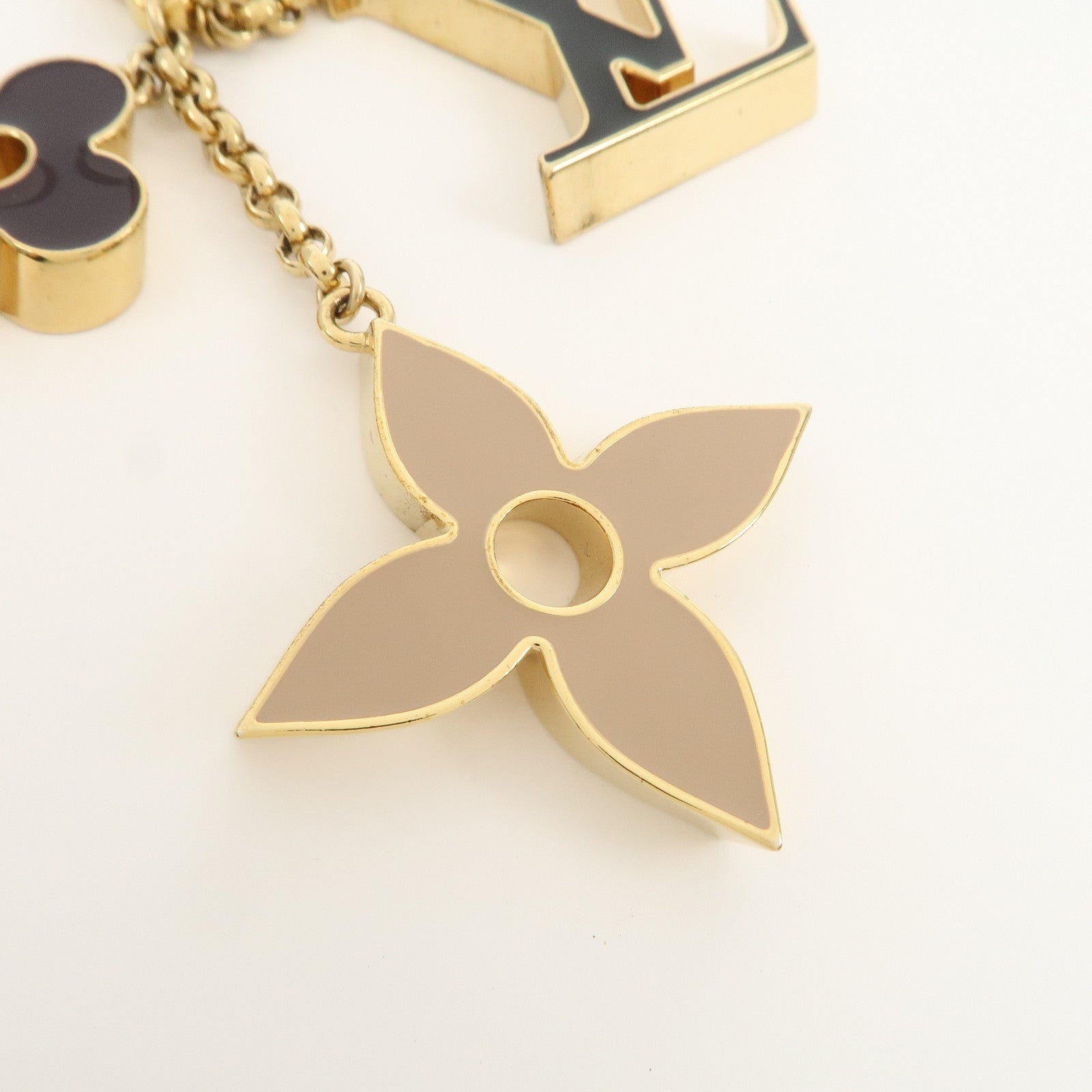 Louis Vuitton Fleur de Monogram Key Chain Bag Charm Gold M67119