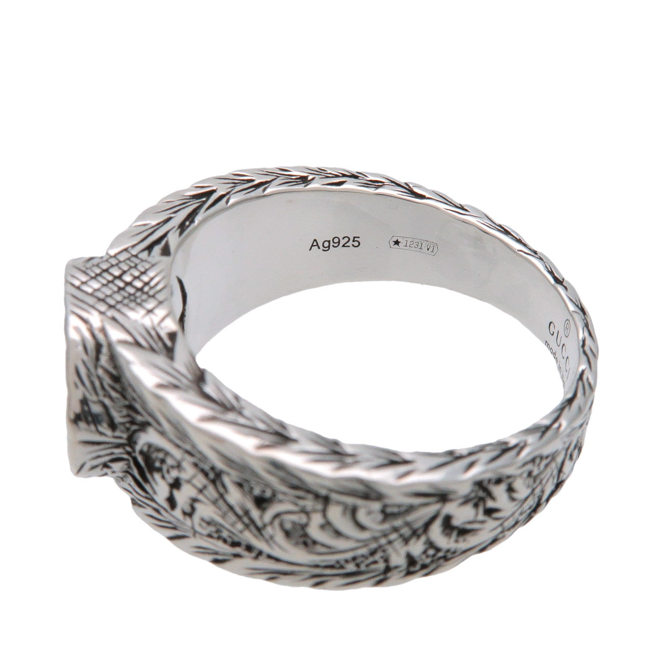 GUCCI インターロッキング Gリング　アラベスク　SV925 GUCCI Interlocking G Arabesque Ring SV925 Silver #9 US5 EU49 HK10.5