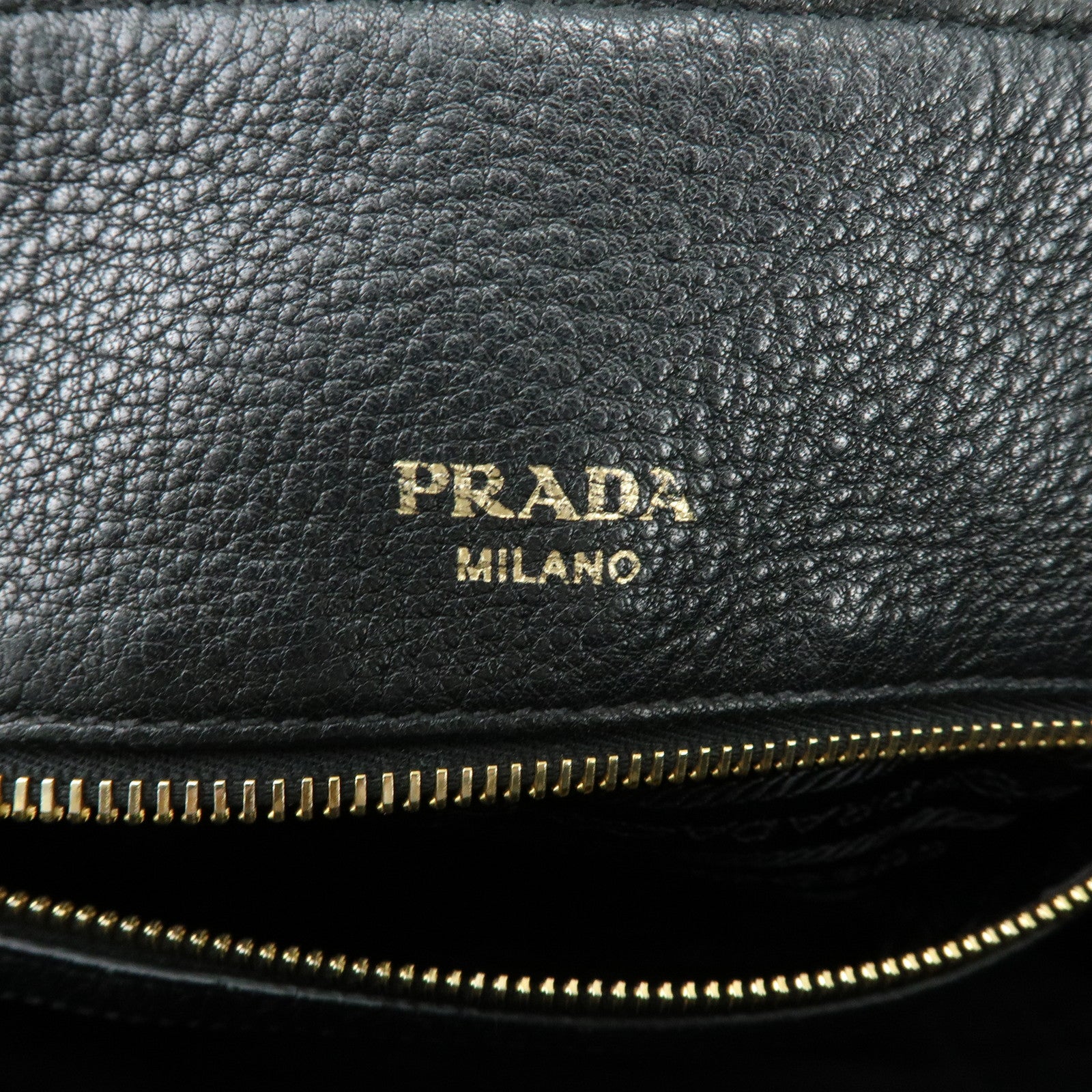 PRADA Leather 2Way Bag Hand Bag Shoulder Bag Black