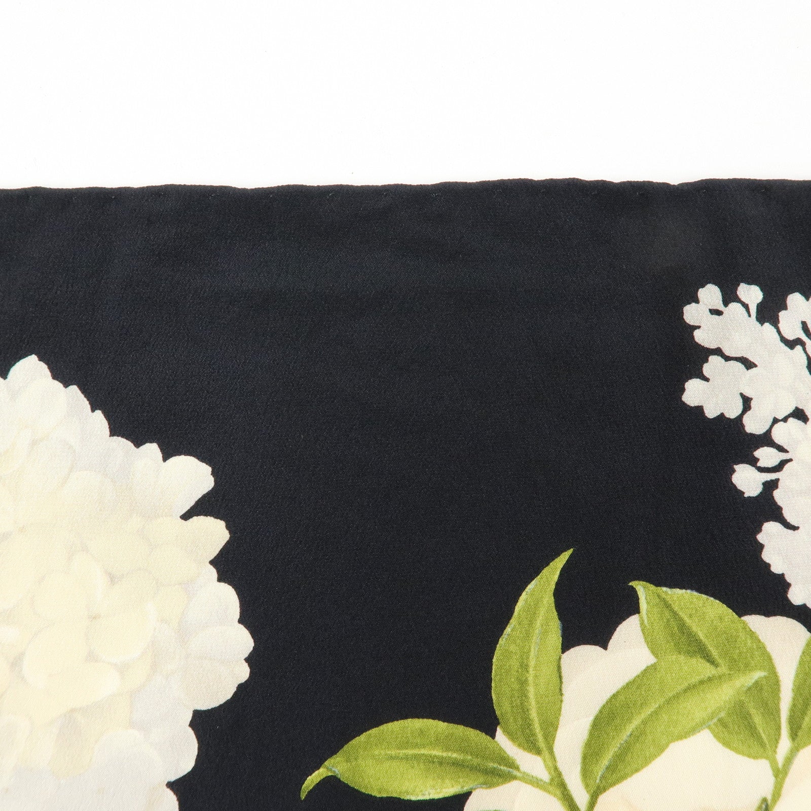 CHANEL Silk 100% Vintage Scarf Flower Print Black White