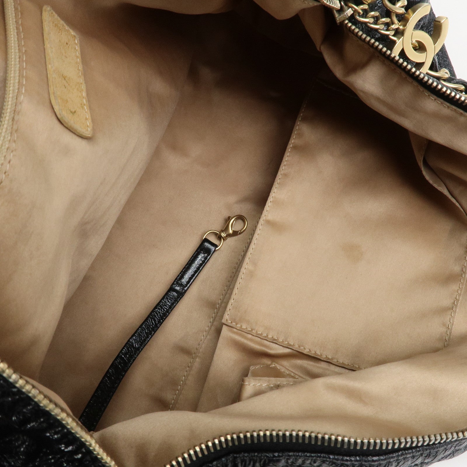 CHANEL Leather Chain Shoulder Bag Hand Bag Black Gold