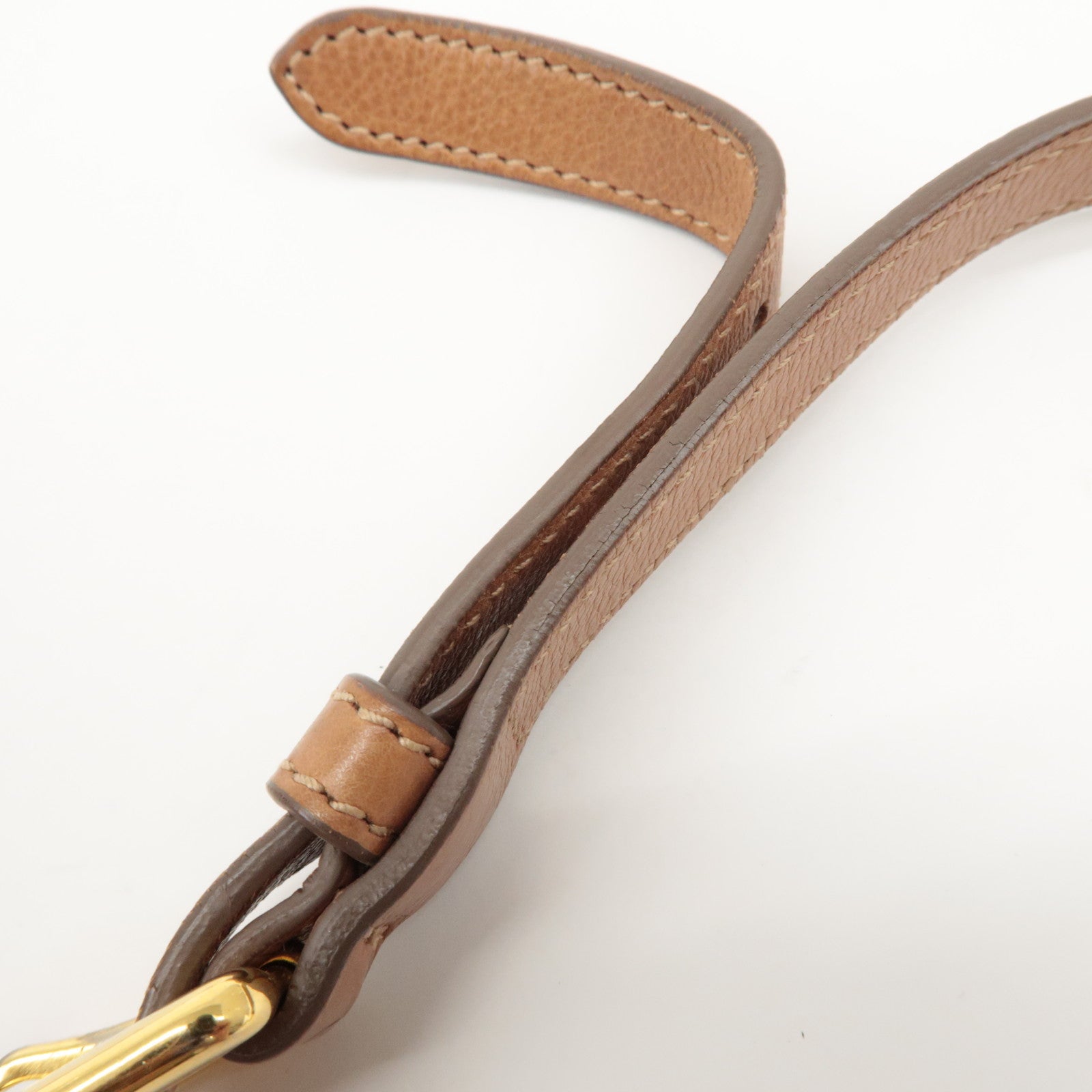 PRADA Logo Leather Ribbon 2Way Bag Hand Bag Brown BN2245 Used