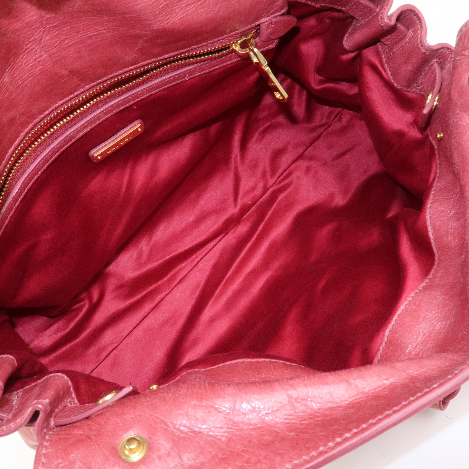 MIU MIU Logo Leather Shoulder Bag Boston Bag Pink RR1941