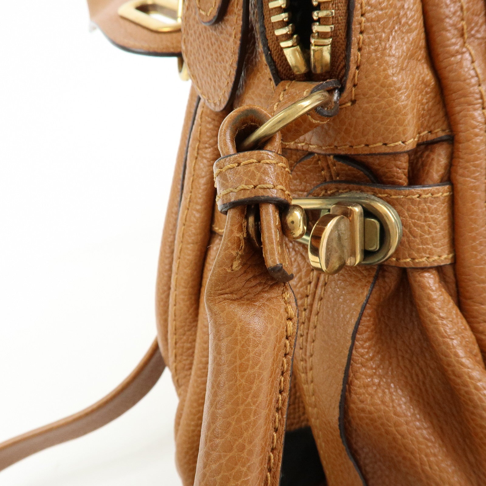 Chloe Paraty Leather 2Way Bag Shoulder Bag Hand Bag Brown