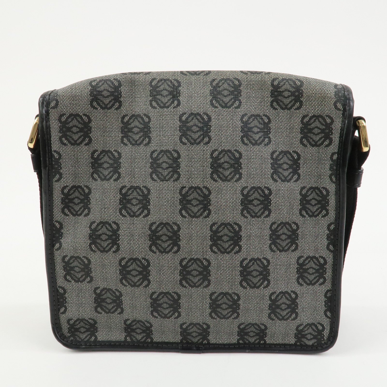 LOEWE Repeat Anagram PVC Leather Shoulder Bag Crossbody Bag Black