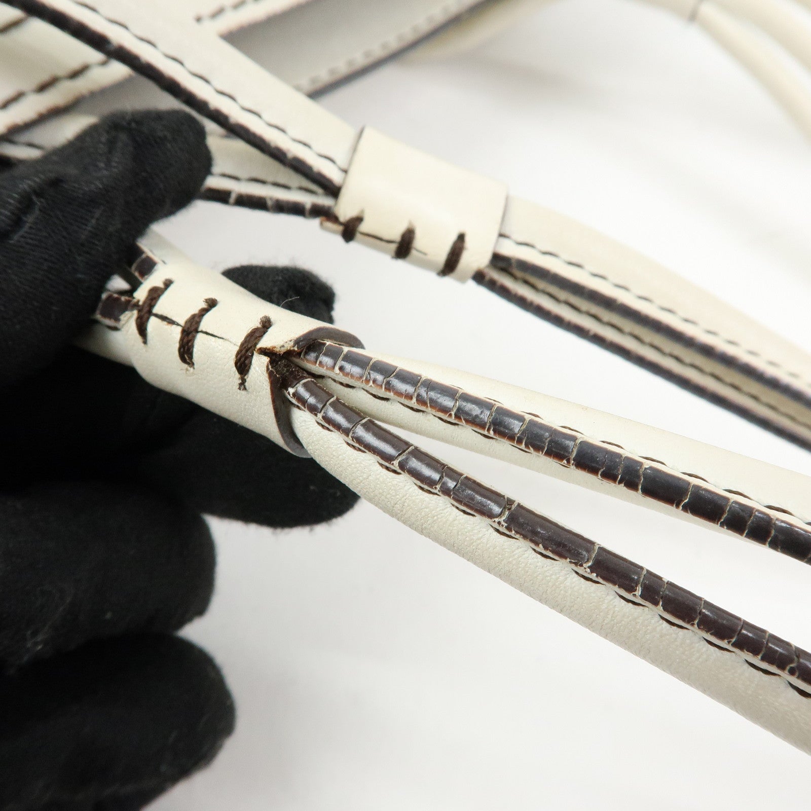 LOEWE Anagram Shopper Tote Leather Tote Bag Shoulder Bag White