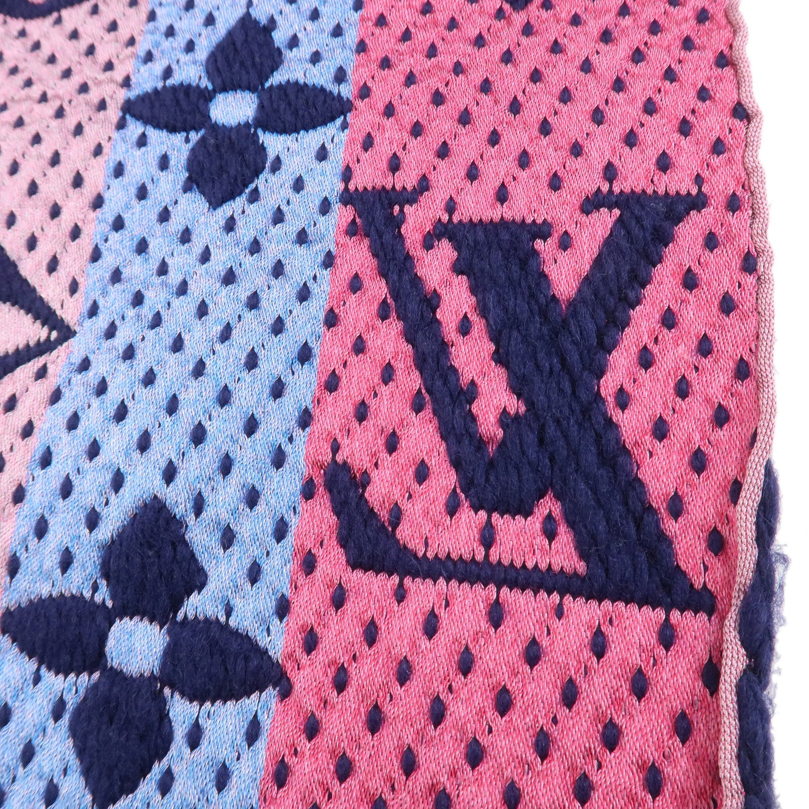 Louis Vuitton Monogram Escharpe Logo Mania Wool Scarf Navy M70899