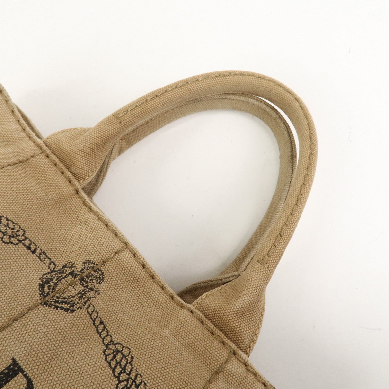 PRADA Logo Canapa Mini Canvas 2Way Bag Hand Bag Beige 1BG439
