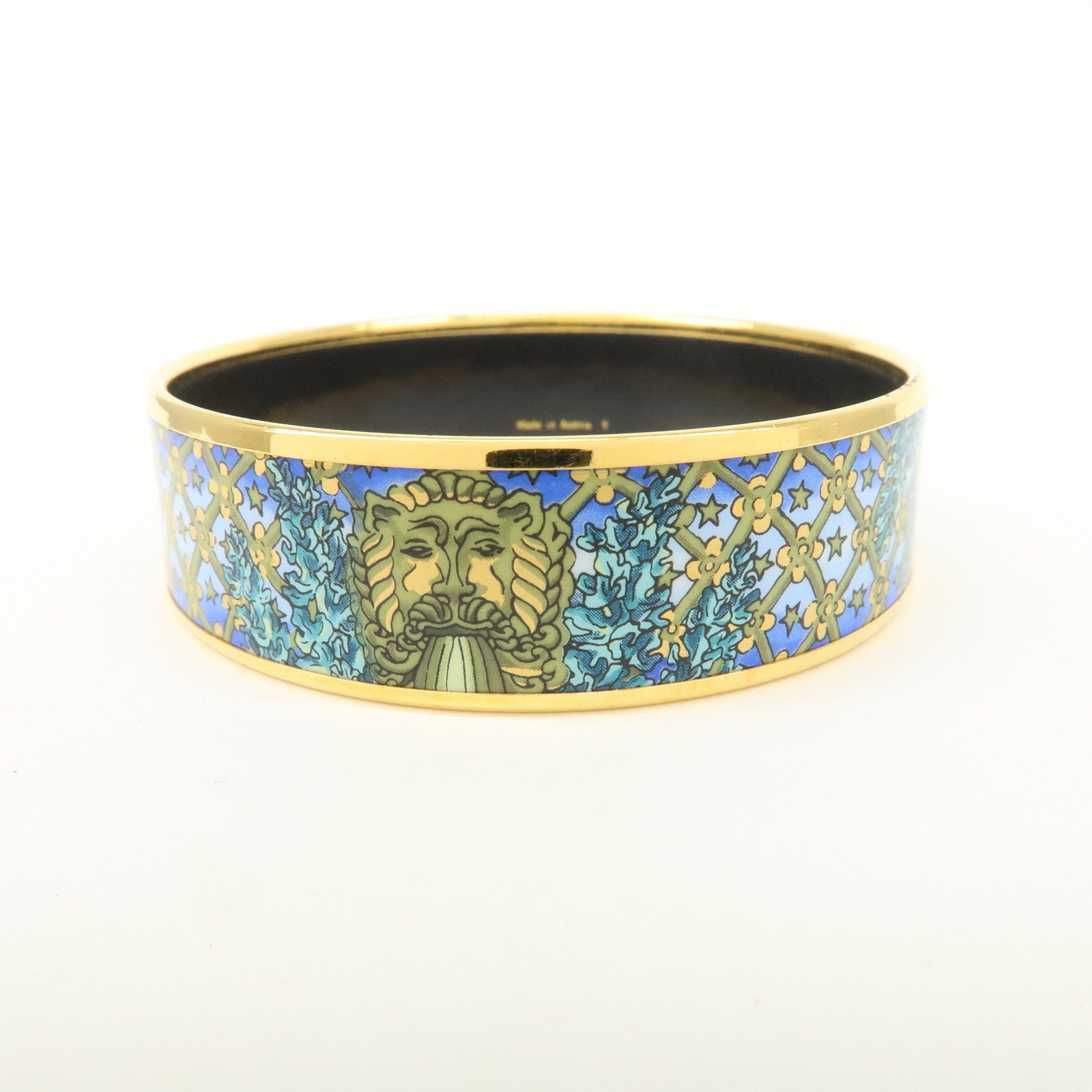 HERMES Email GM Bangle Bracelet Cloisonne Enamel Blue Gold