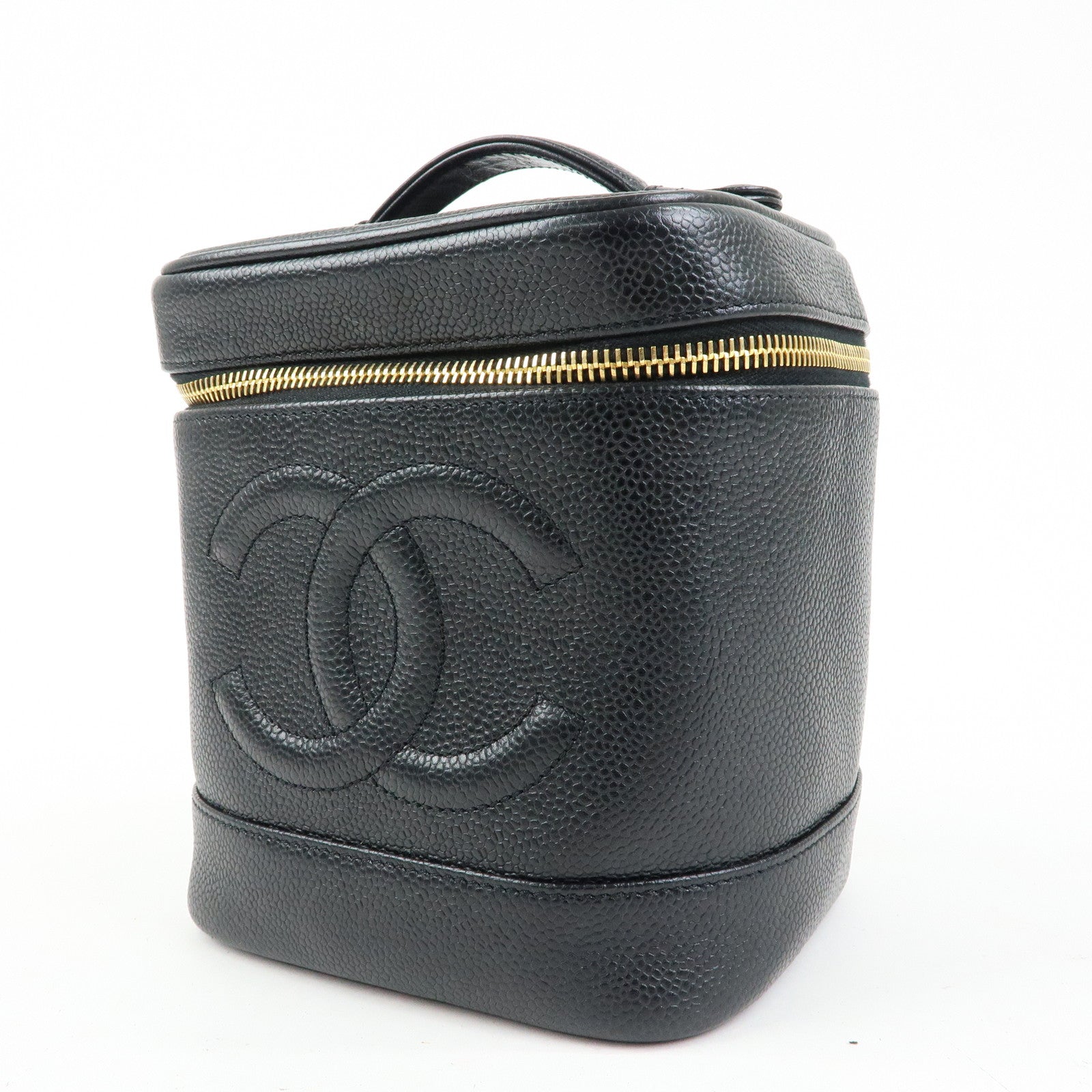 CHANEL COCO Mark Caviarskin Vanity Bag Hand Bag Black A01998