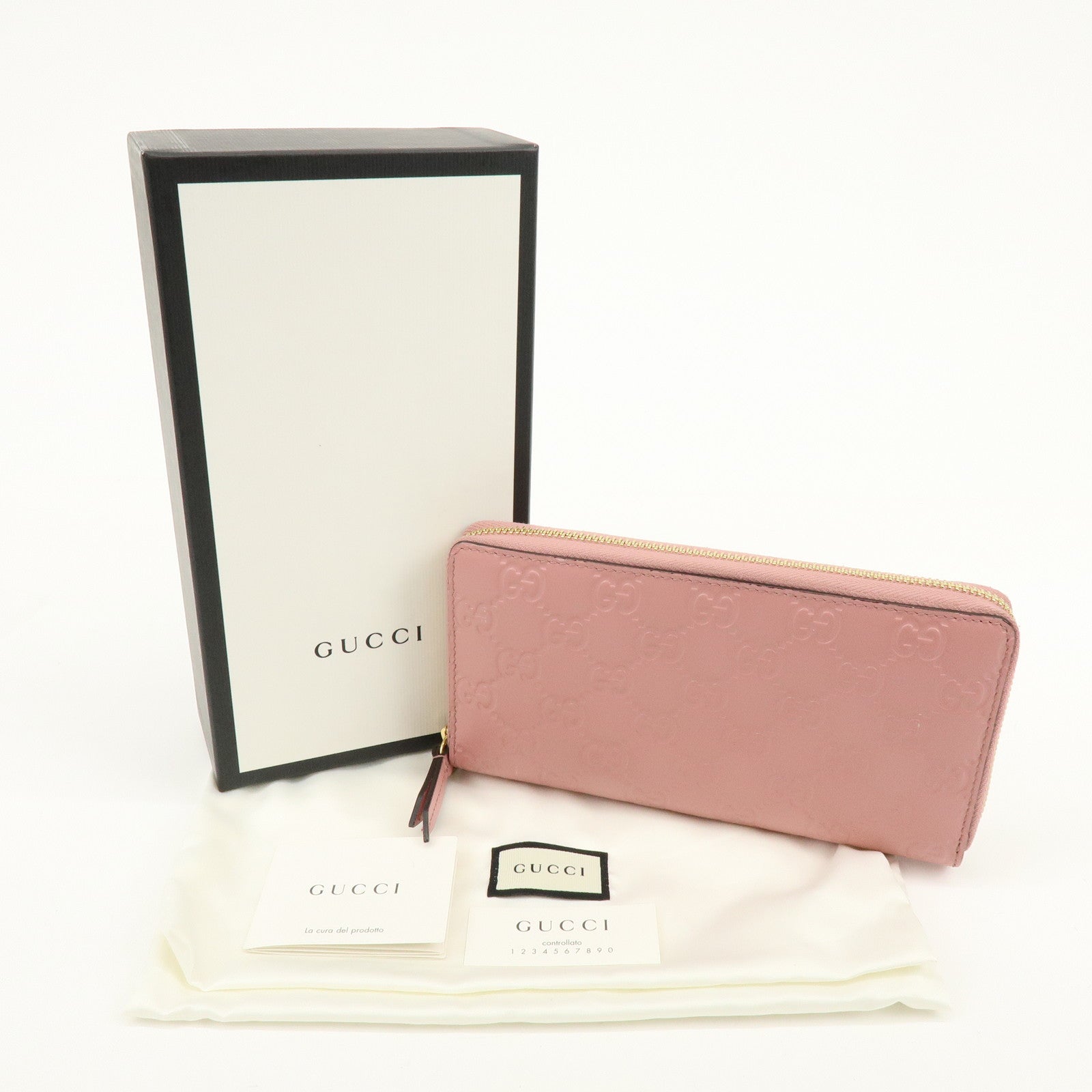 GUCCI Guccissima Leather Icon Zip Around Long Wallet Pink 410102
