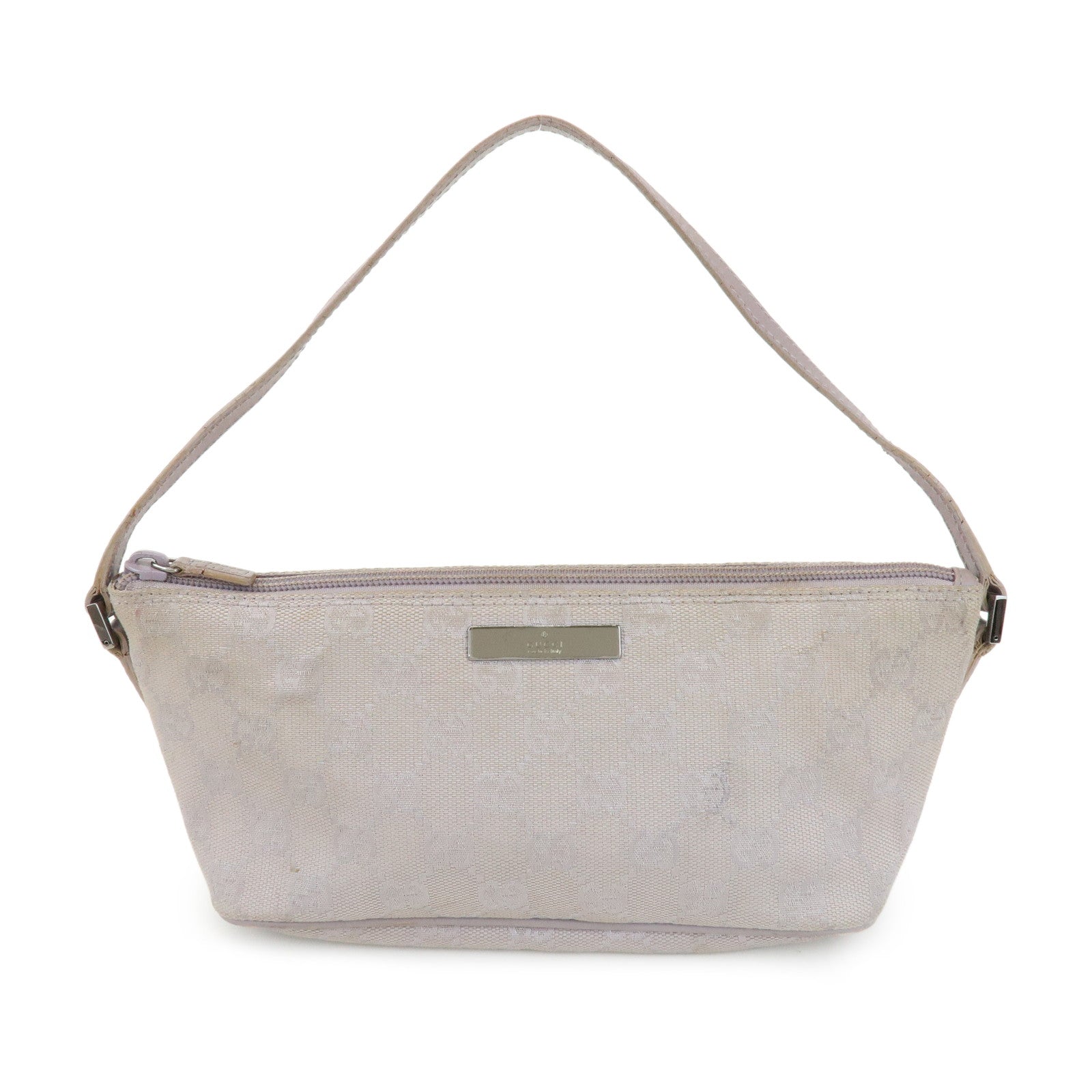 GUCCI Boat Bag GG Canvas Leather Hand Bag Pouch Light Purple 07198