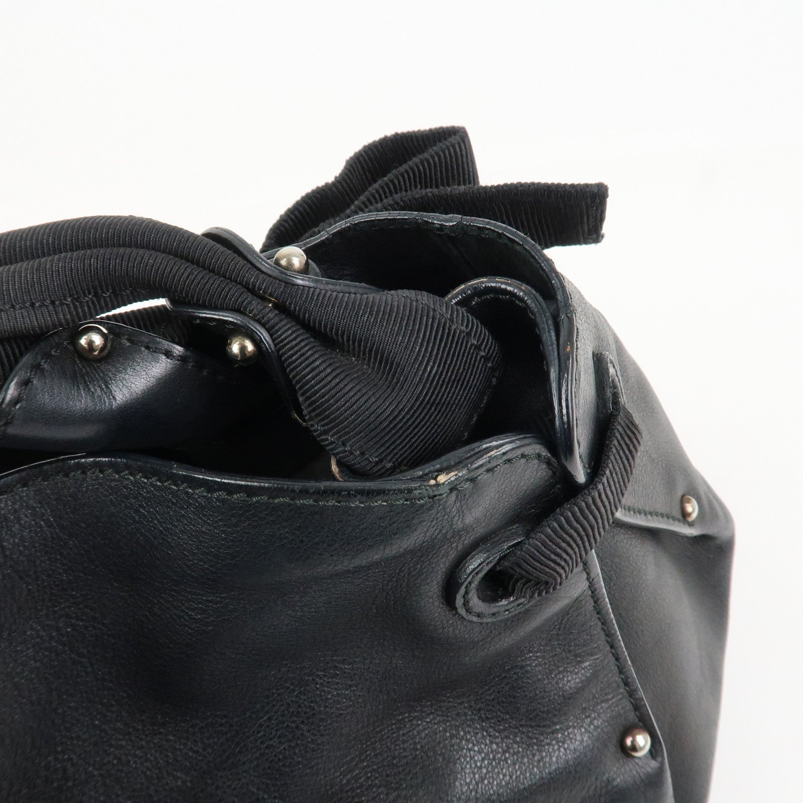 Ferragamo Vara Ribbon Leather Hand bag Shoulder Bag Black