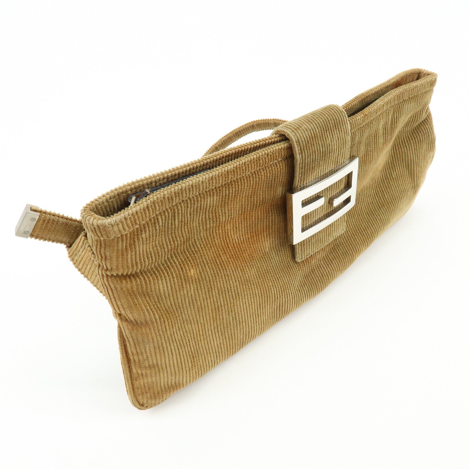 FENDI Corduroy Shoulder Bag Crossbody Bag Brown 26685