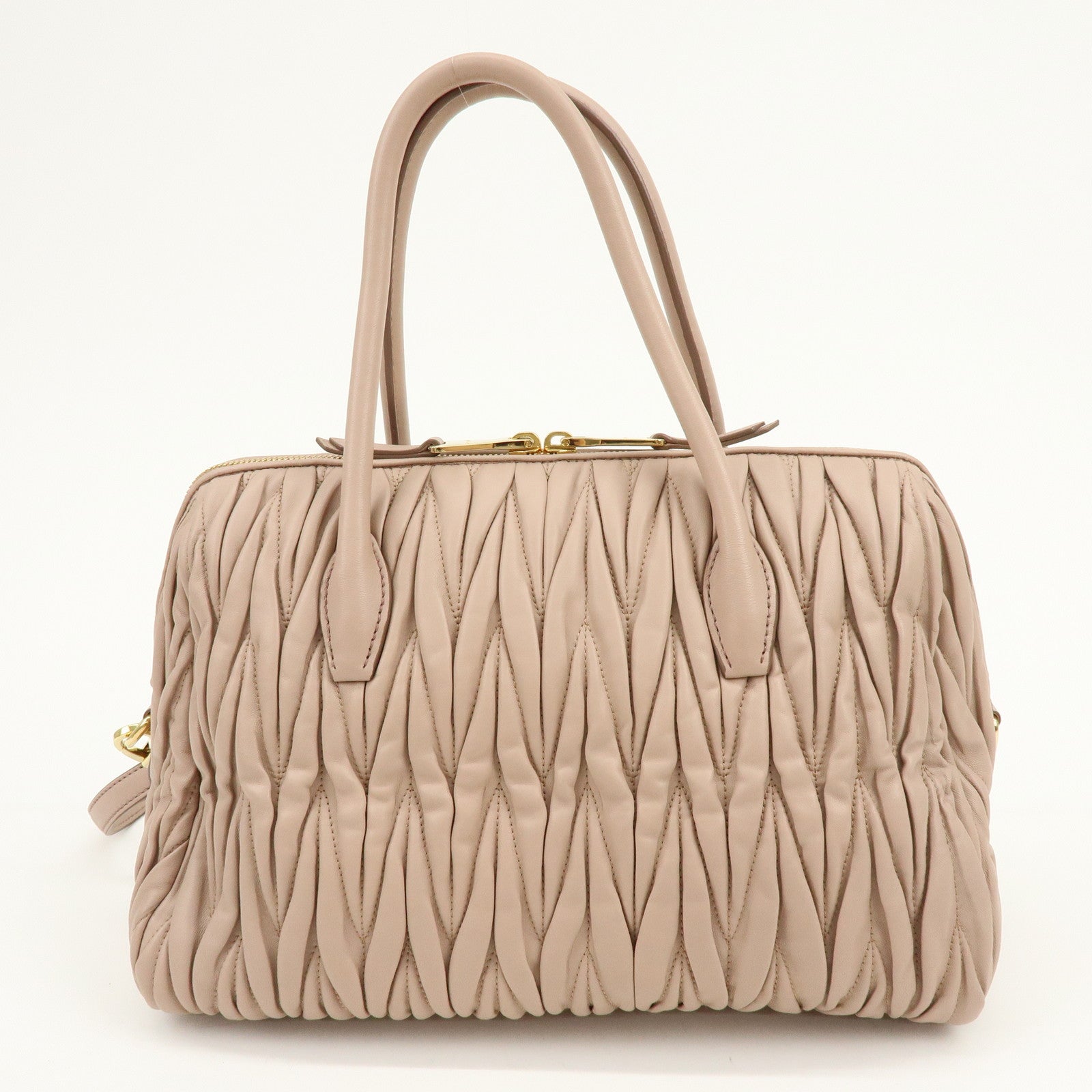 MIU MIU Matelasse Nappa Leather 2Way Hand Shoulder Bag Pink RLN059