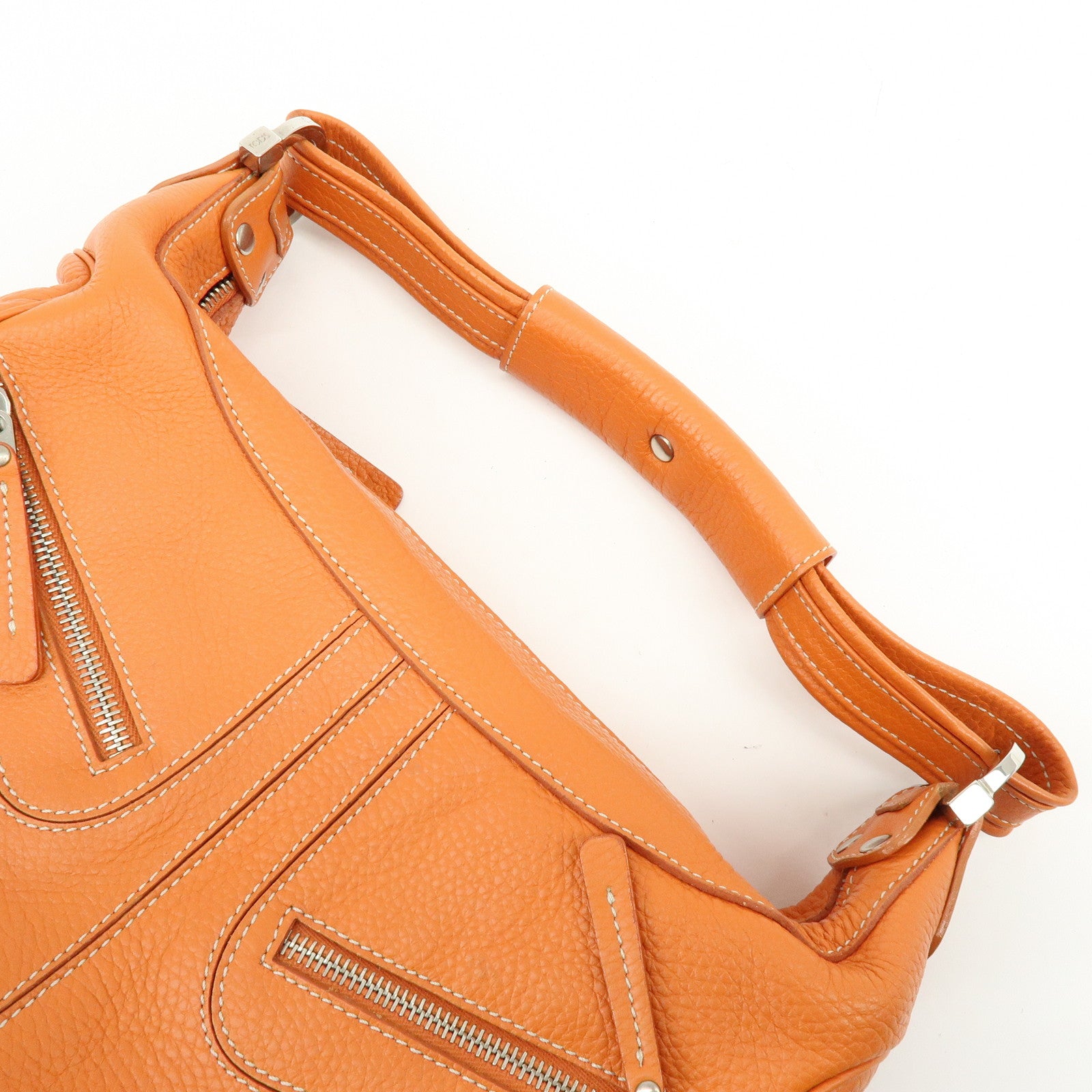 TOD'S Miky Leather Shoulder Bag Hand Bag Orange