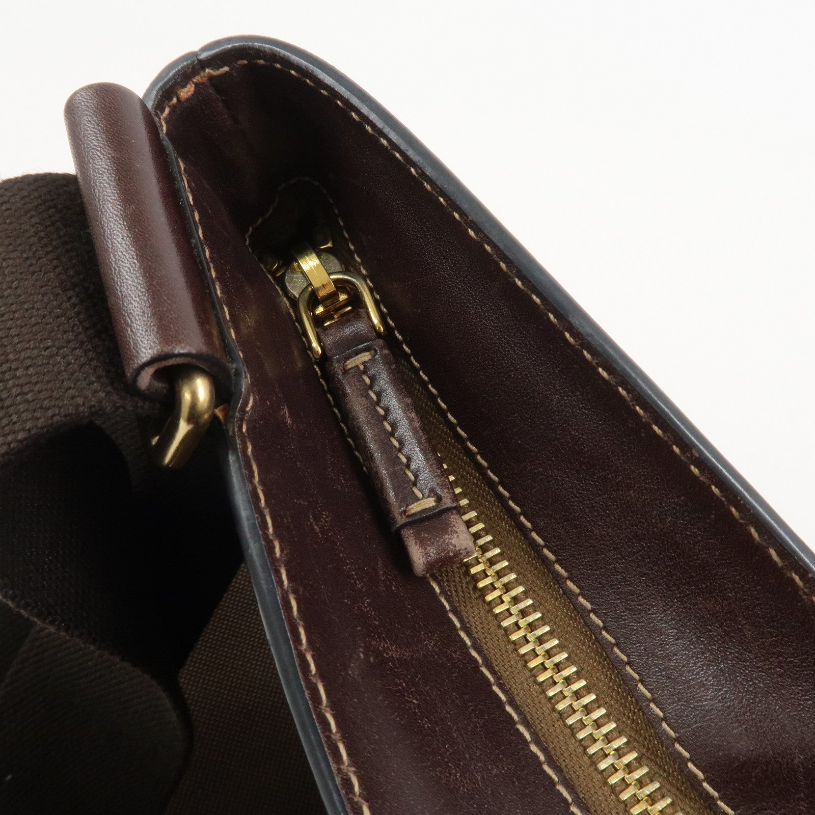 PRADA Logo Jacquard Leather Shoulder Bag Brown BT0537