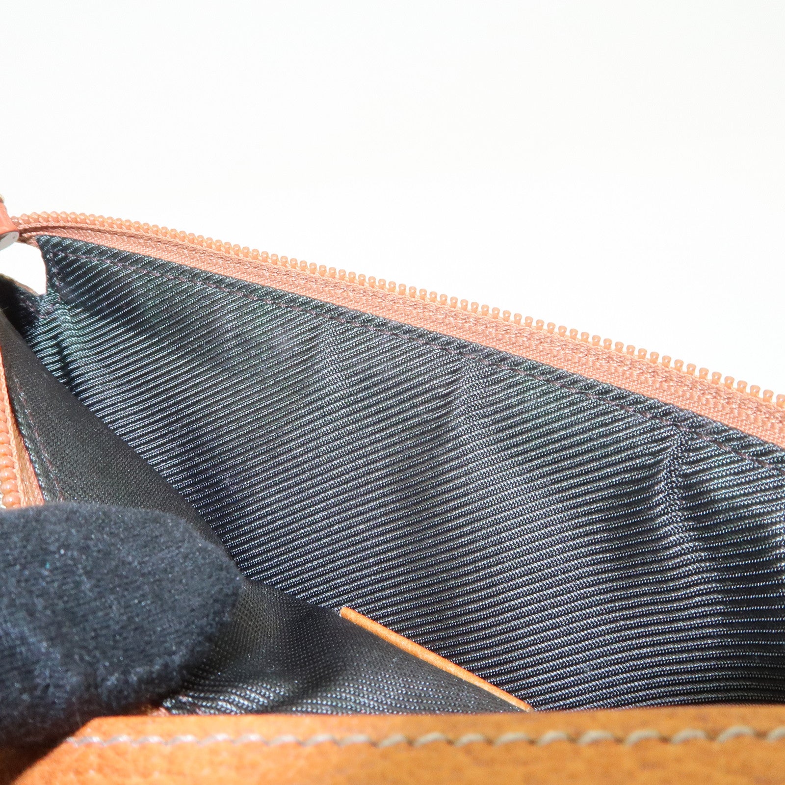 GUCCI Abbey GG Canvas Leather Hand Bag Pouch Beige Brown 145750