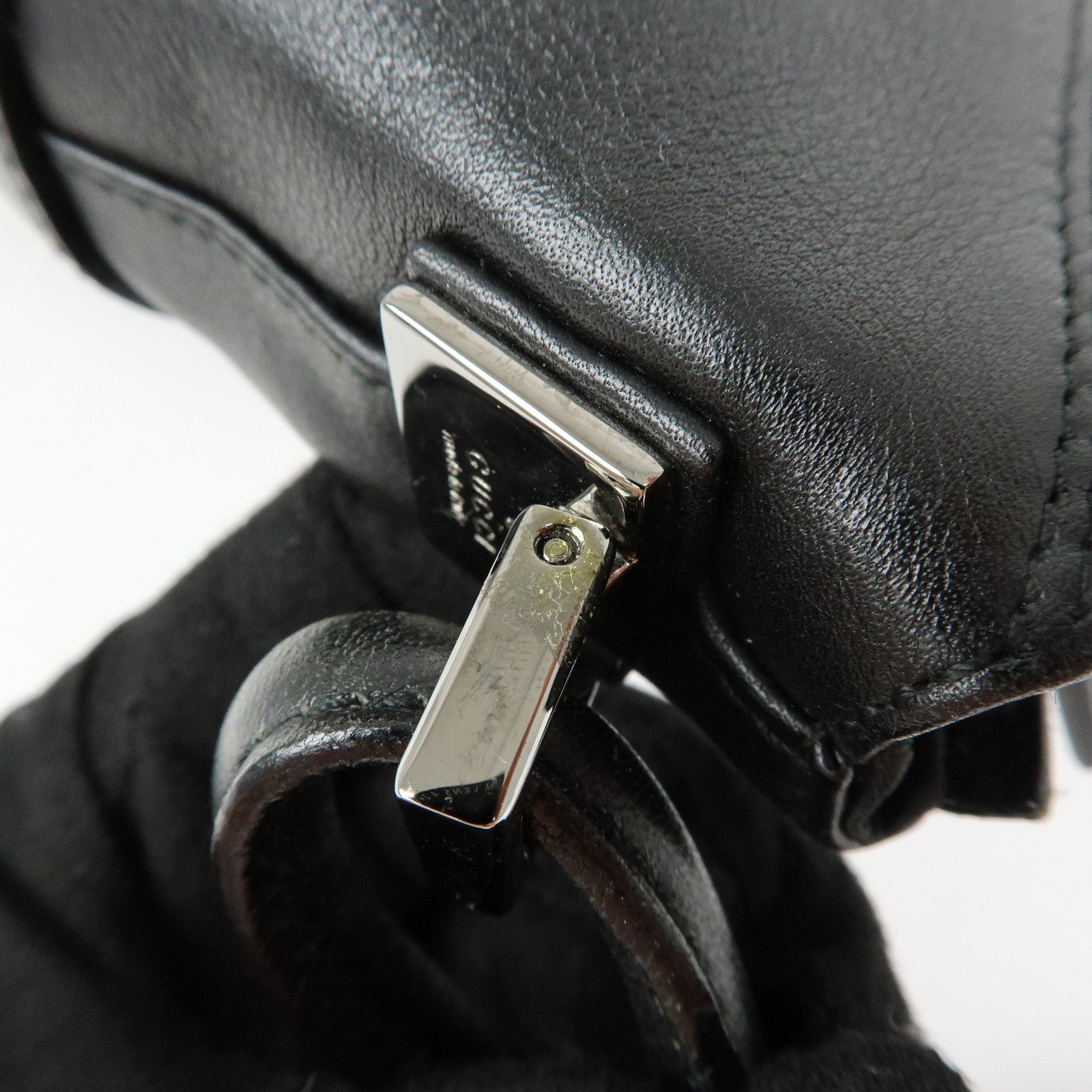 GUCCI Leather Shoulder Bag Hand Bag Black 001・3766
