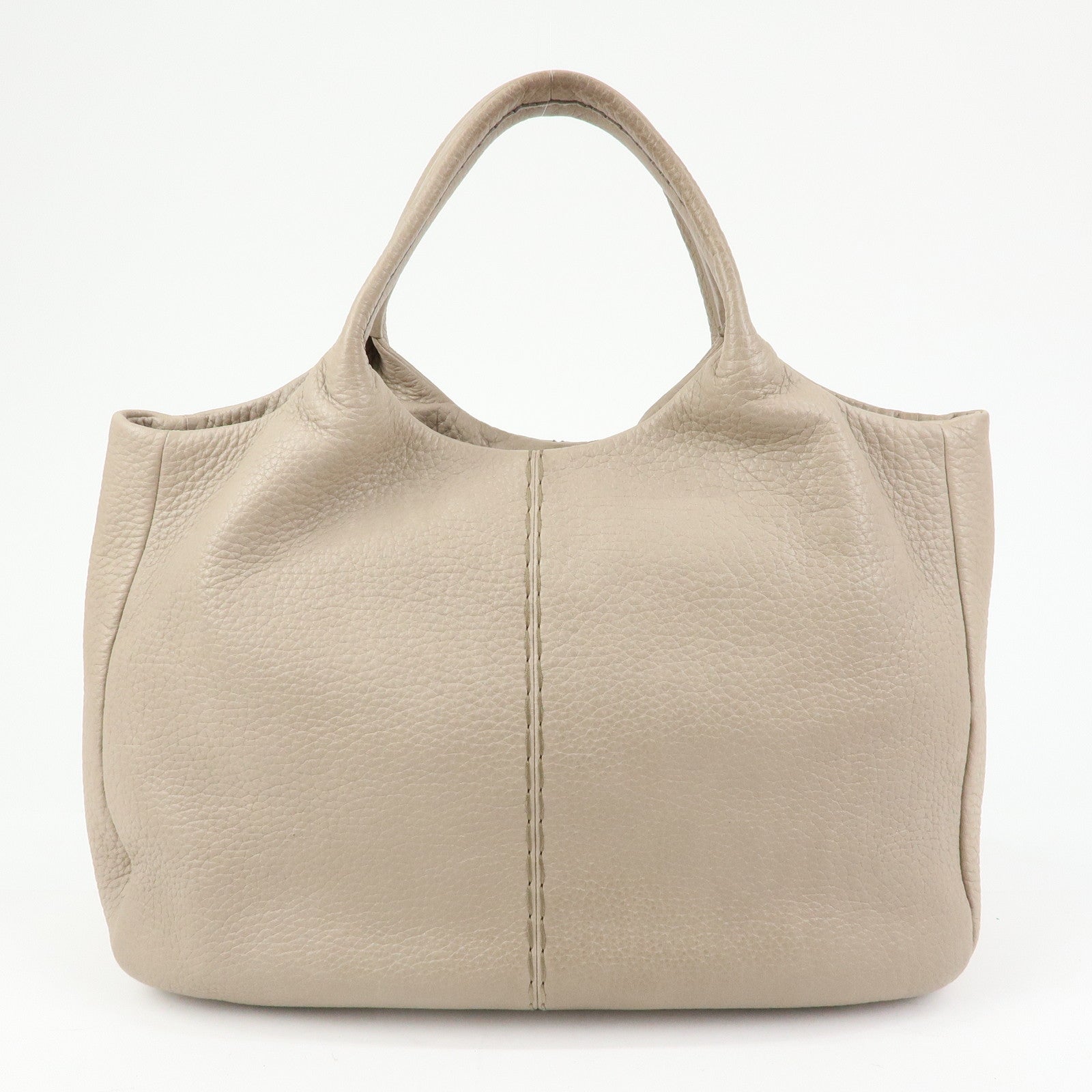 TOD'S Leather Tote Bag Shoulder Bag Hand Bag Greige