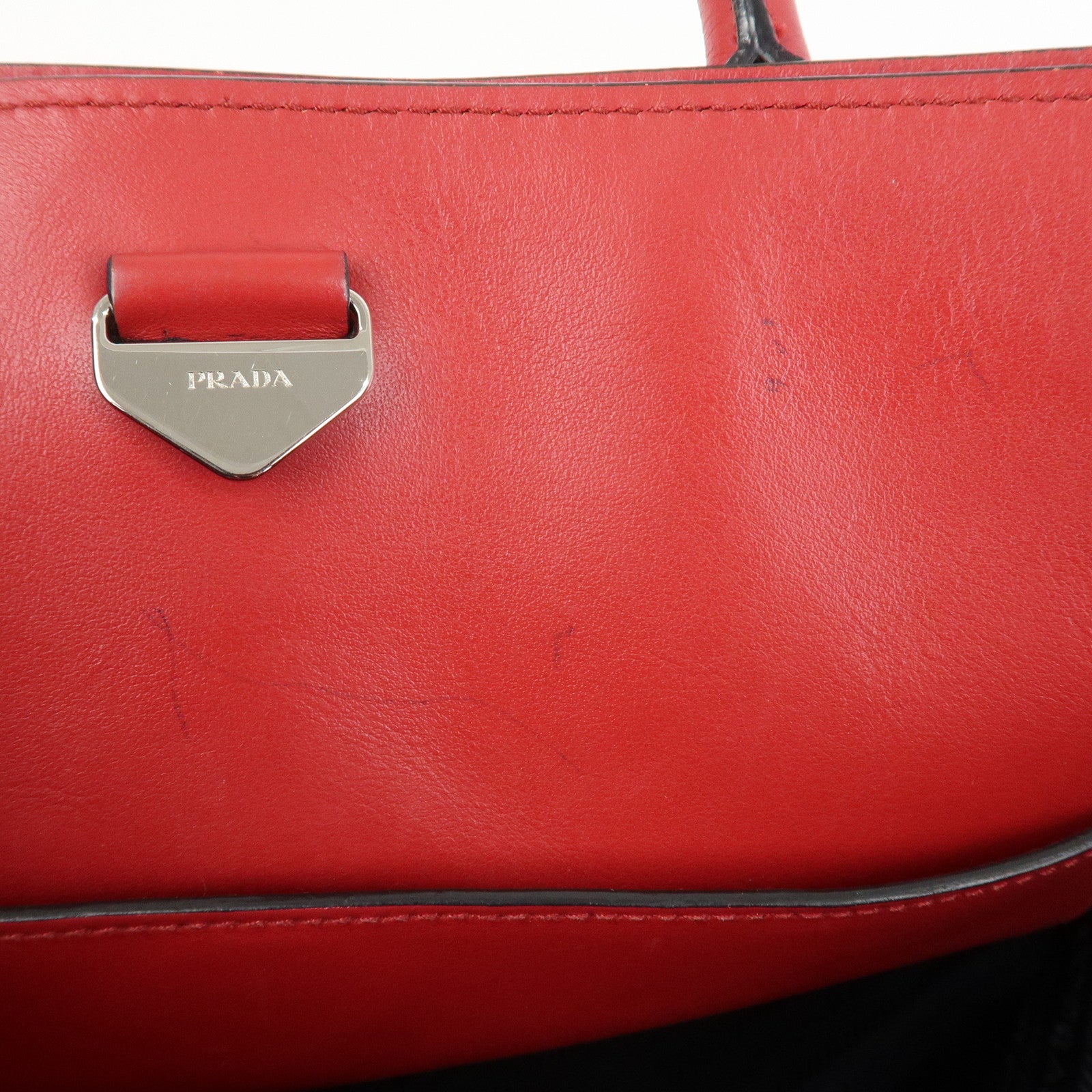 PRADA Logo Leather 2Way Bag Tote Bag Hand Bag Shoulder Bag 1BG041