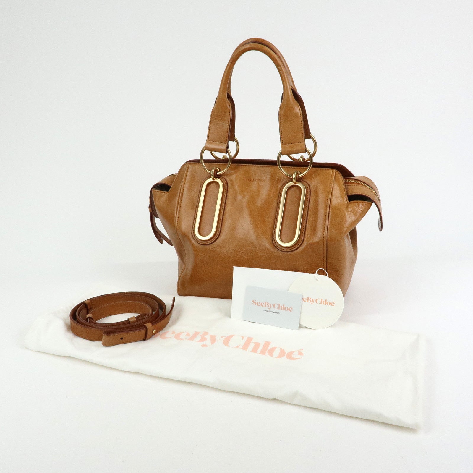 Chloe See by Chloe Page 2Way Bag Shoulder Bag Hand Bag Brown