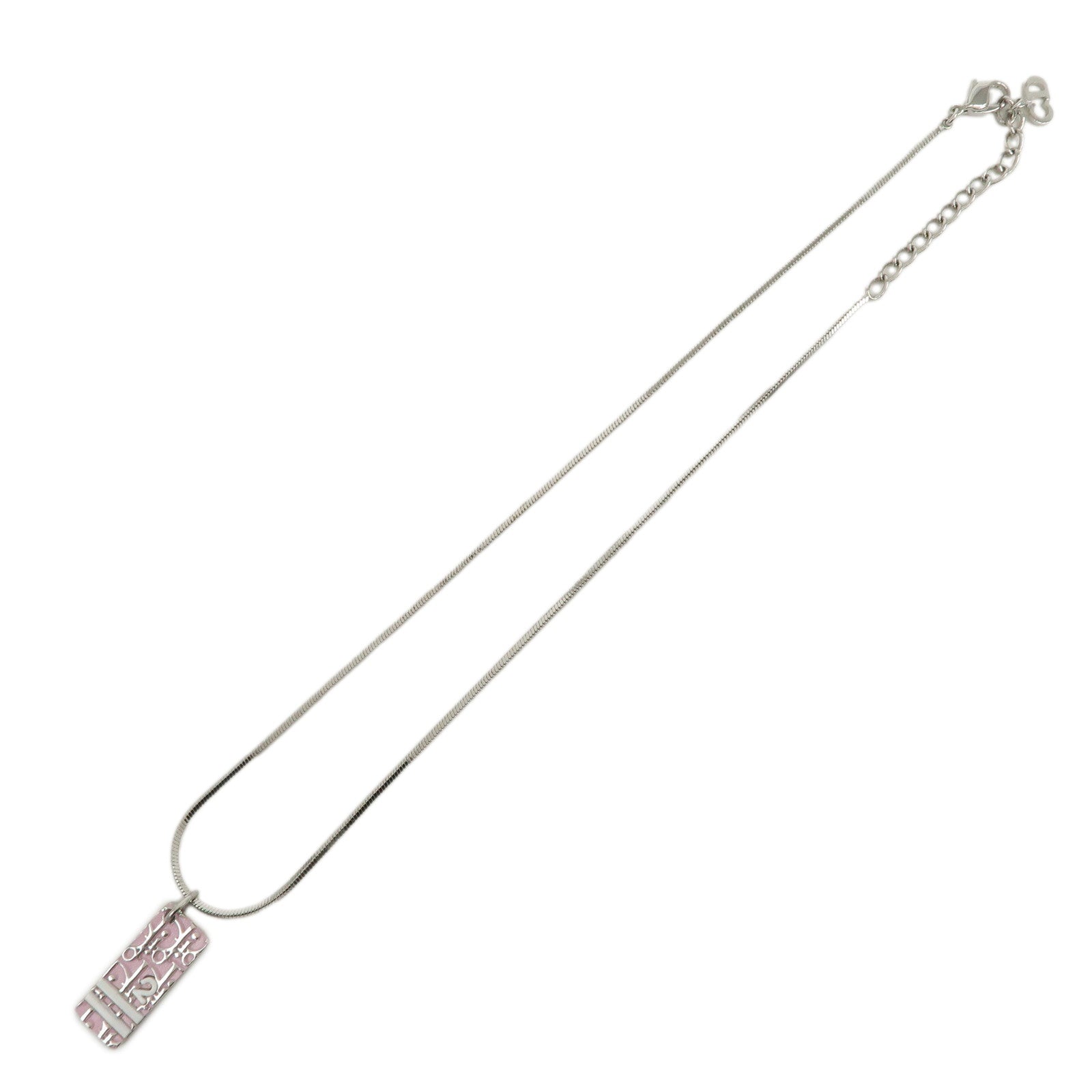 Christian Dior Trotter Metal Necklace Silver Pink White