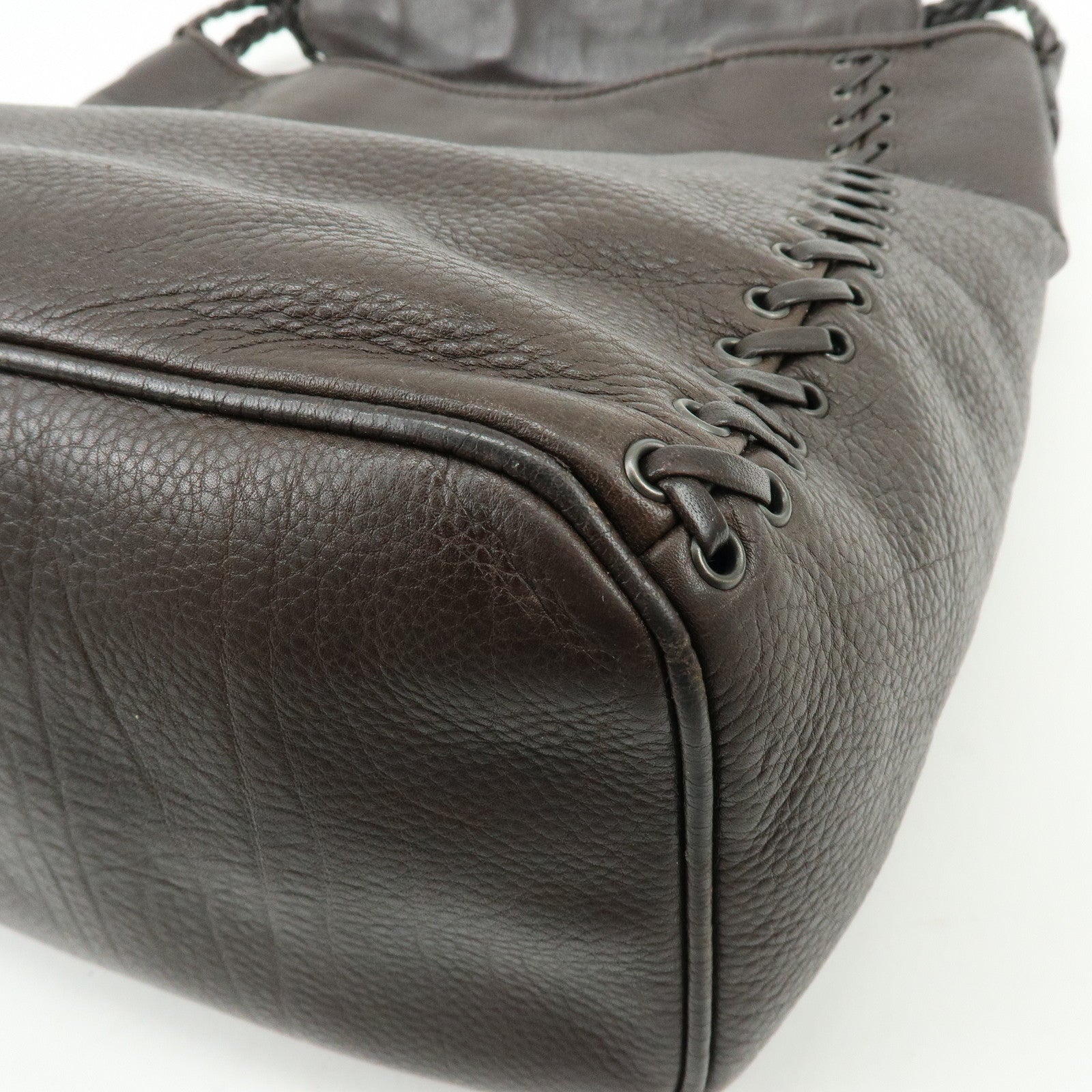 Christian Dior Leather Shoulder Bag Ethnic Heart Tassel Charm Brown