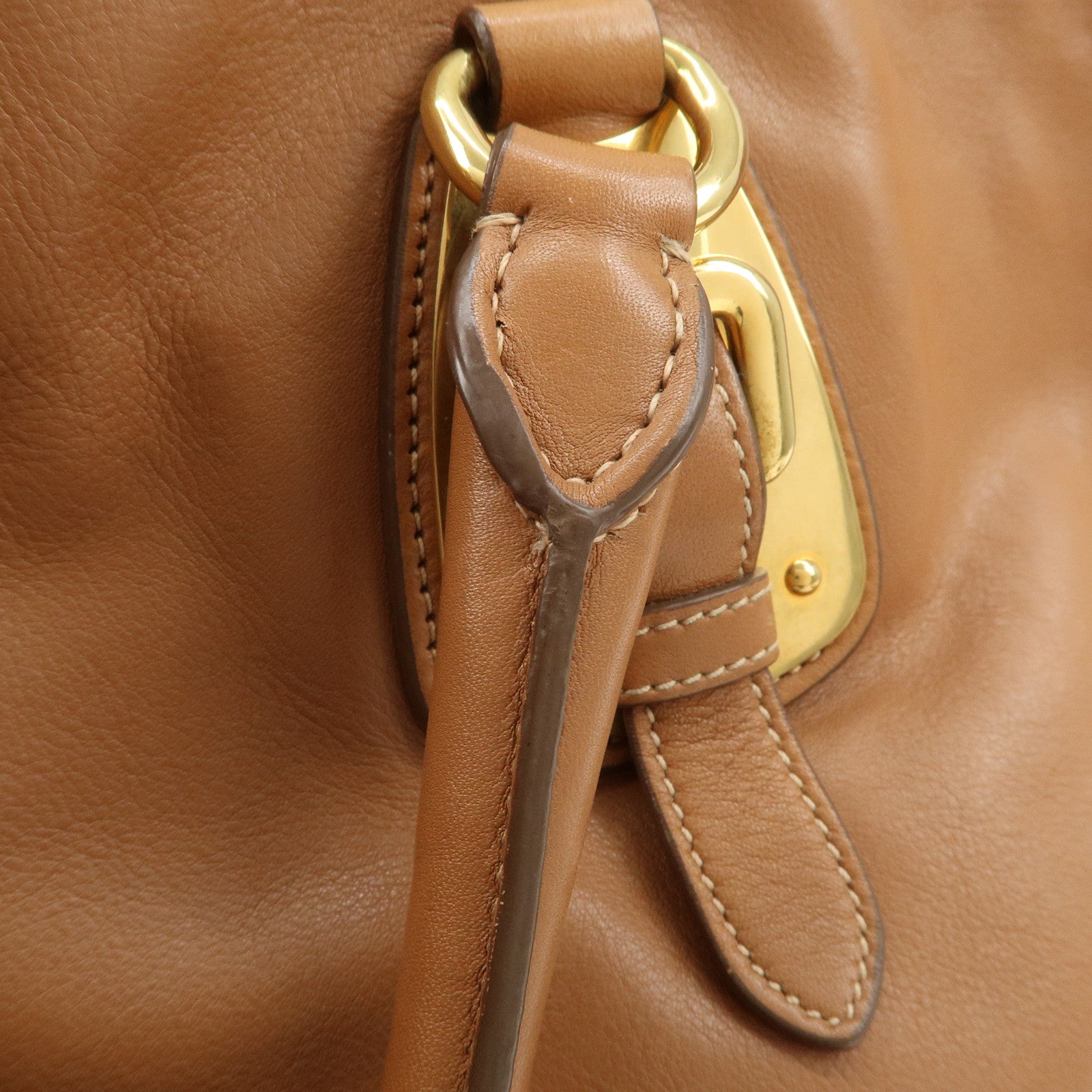 PRADA Calf Leather 2Way Bag Hand Bag Shoulder Bag Brown BN1902