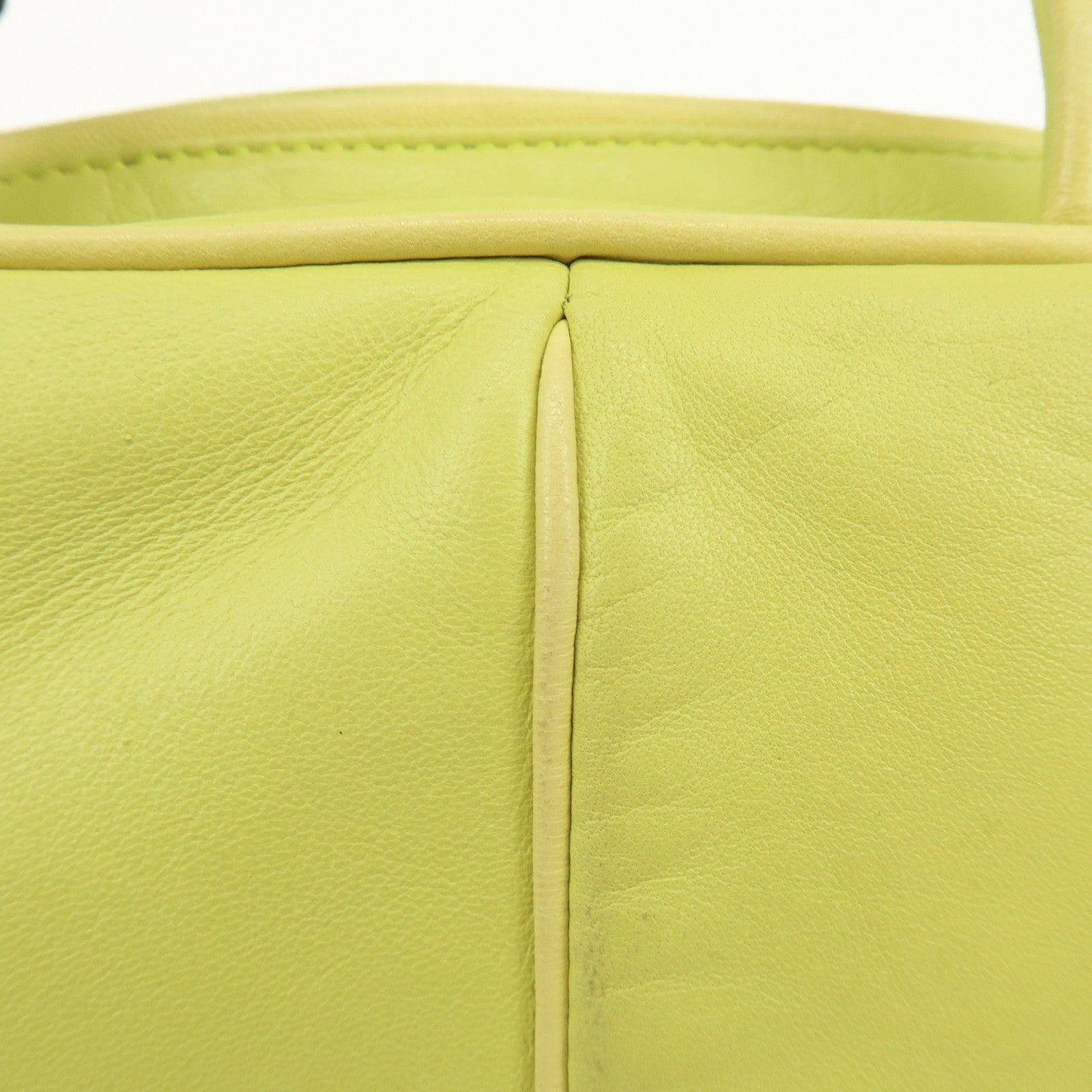 LOEWE Logo Nappa Leather Mini Hand Bag Boston Bag Lime Green