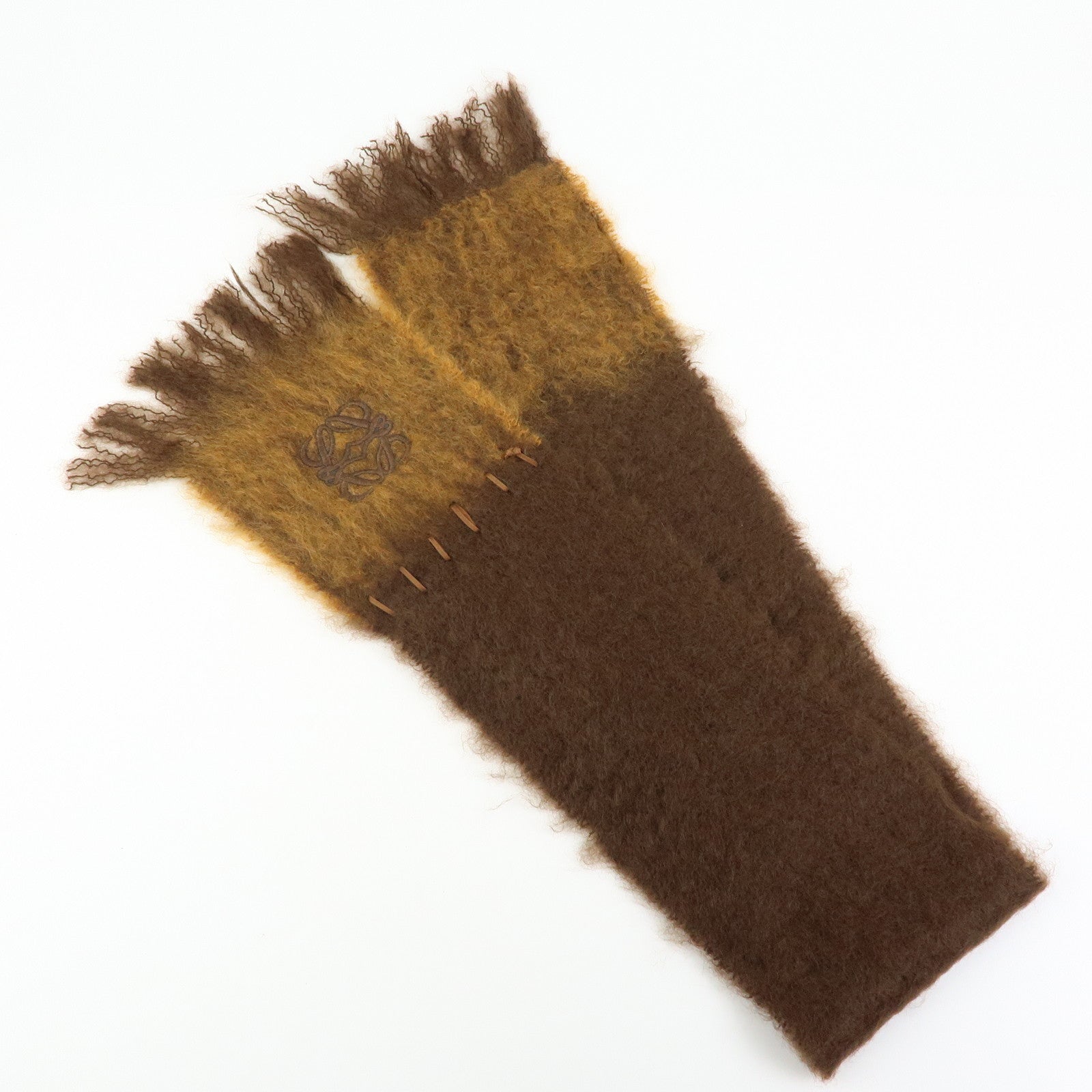 LOEWE Anagram Mohair Wool Scarf Shawl Brown Light Brown
