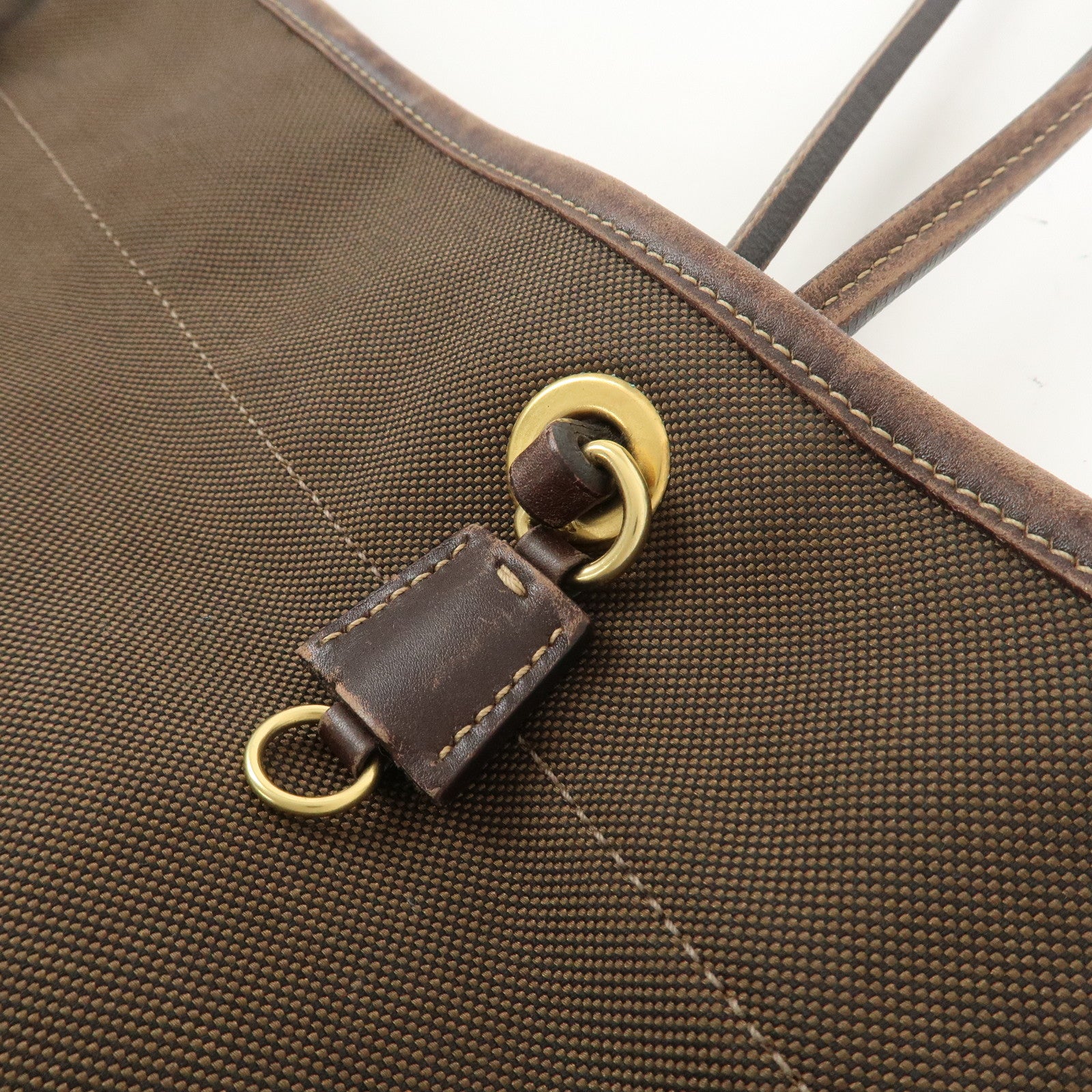 PRADA Jacauard Canvas Leather Tote Bag Shoulder Bag Brown BR3579