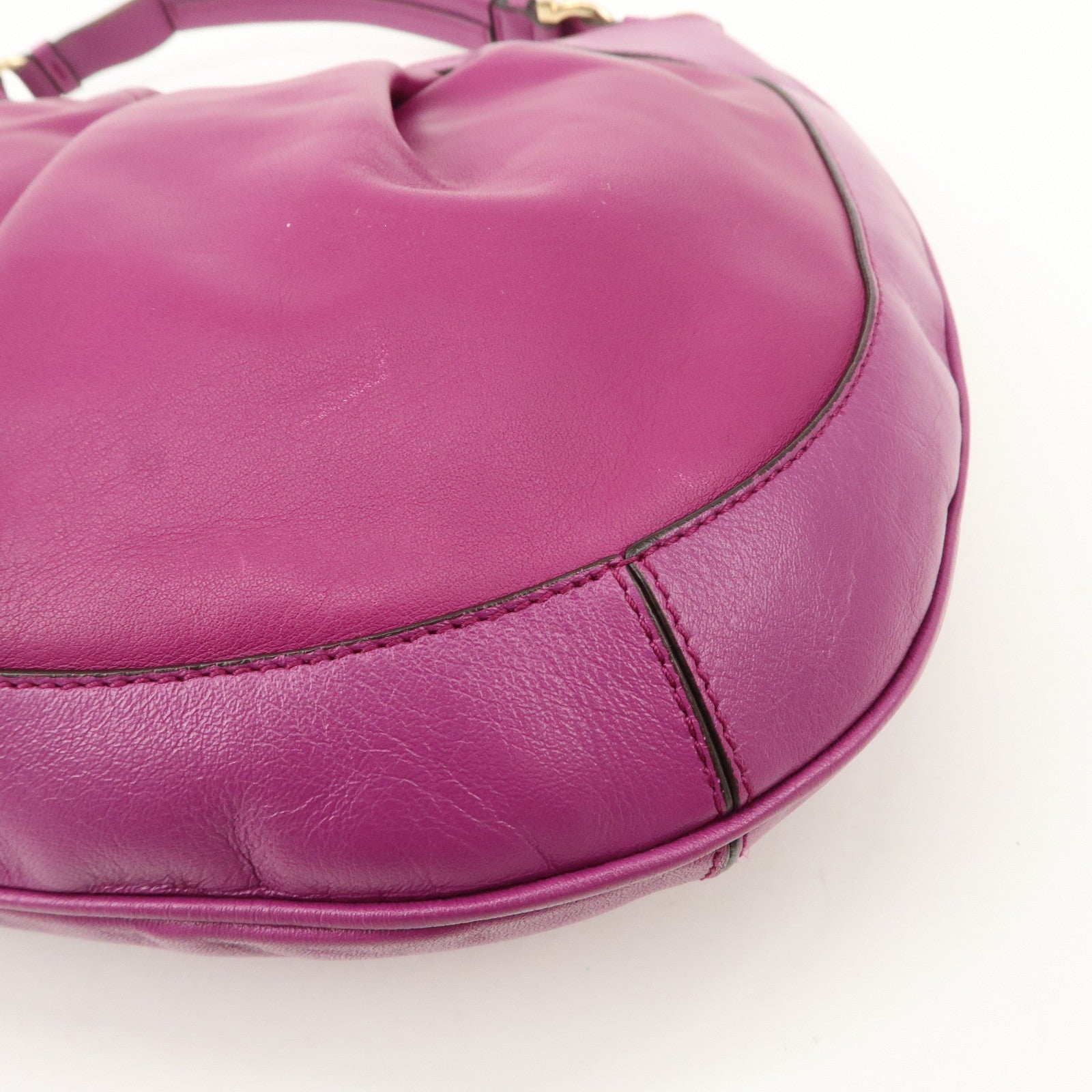 Ferragamo Gancini Leather Shoulder Bag Hand Bag Purple