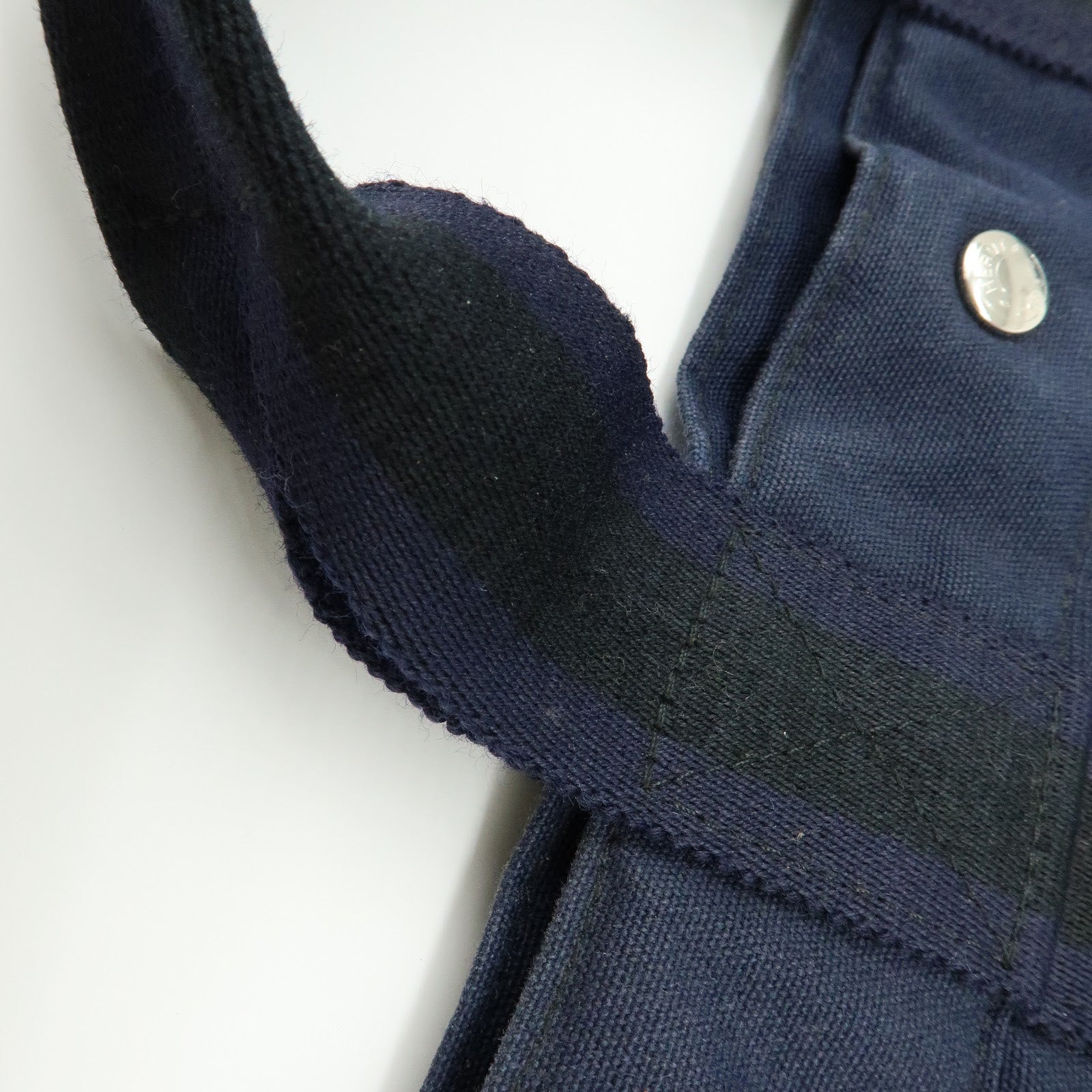 HERMES Fourre Tout MM Canvas Tote Bag Hand Bag Navy Black