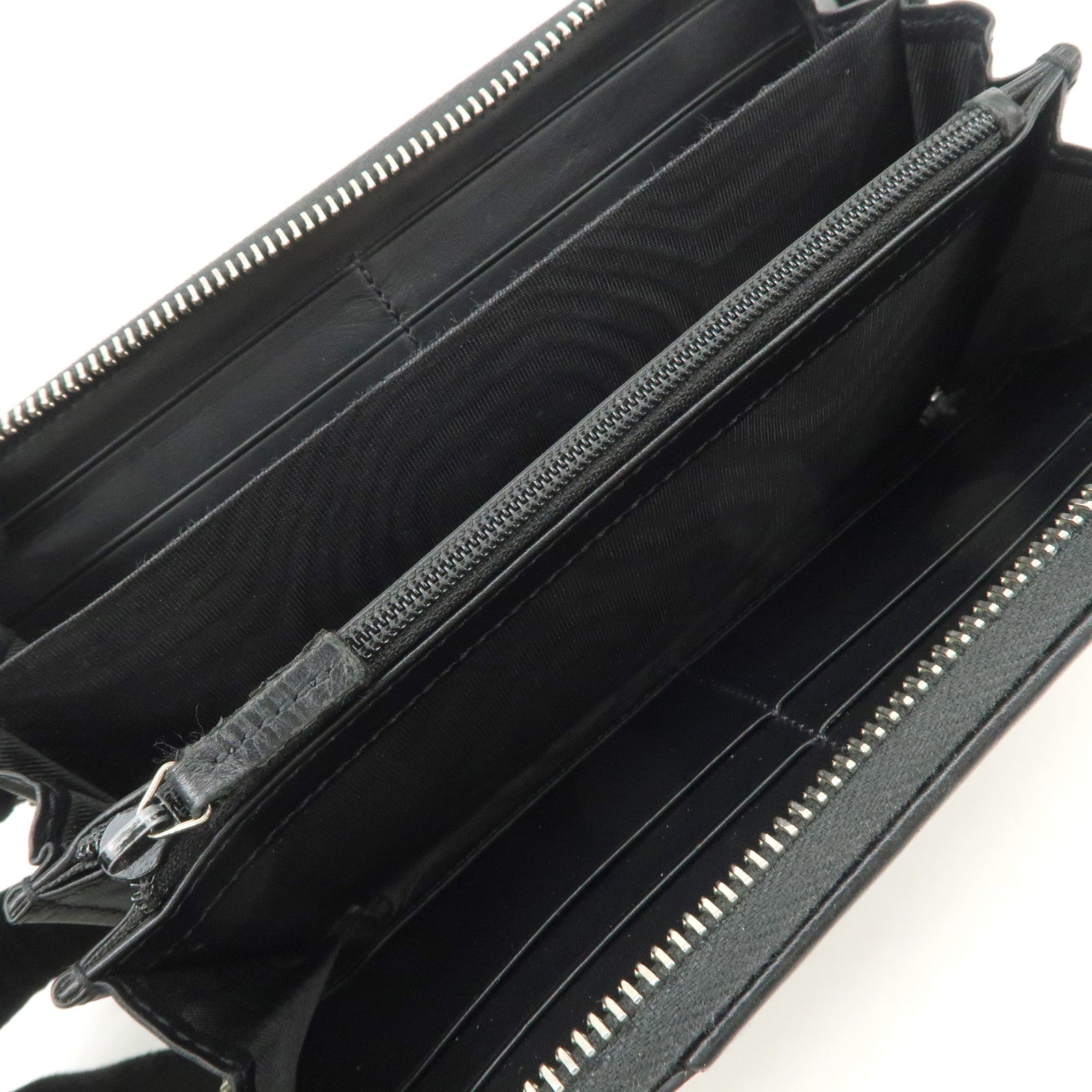 GUCCI GG Supreme Leather Round Zippy Long Wallet Beige Black 451249