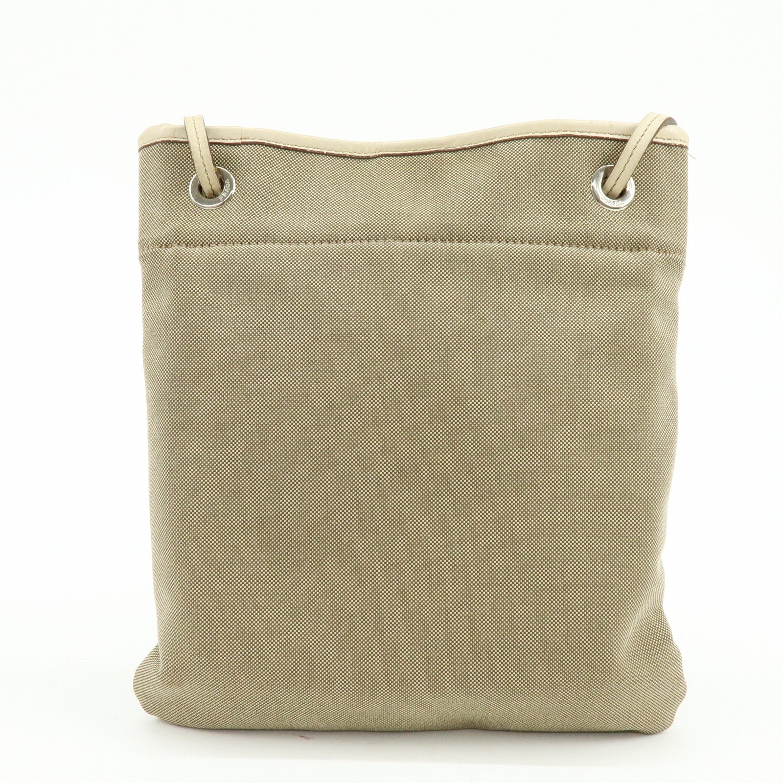 PRADA Logo Jacquard Leather Shoulder Bag Crossbody Bag Beige