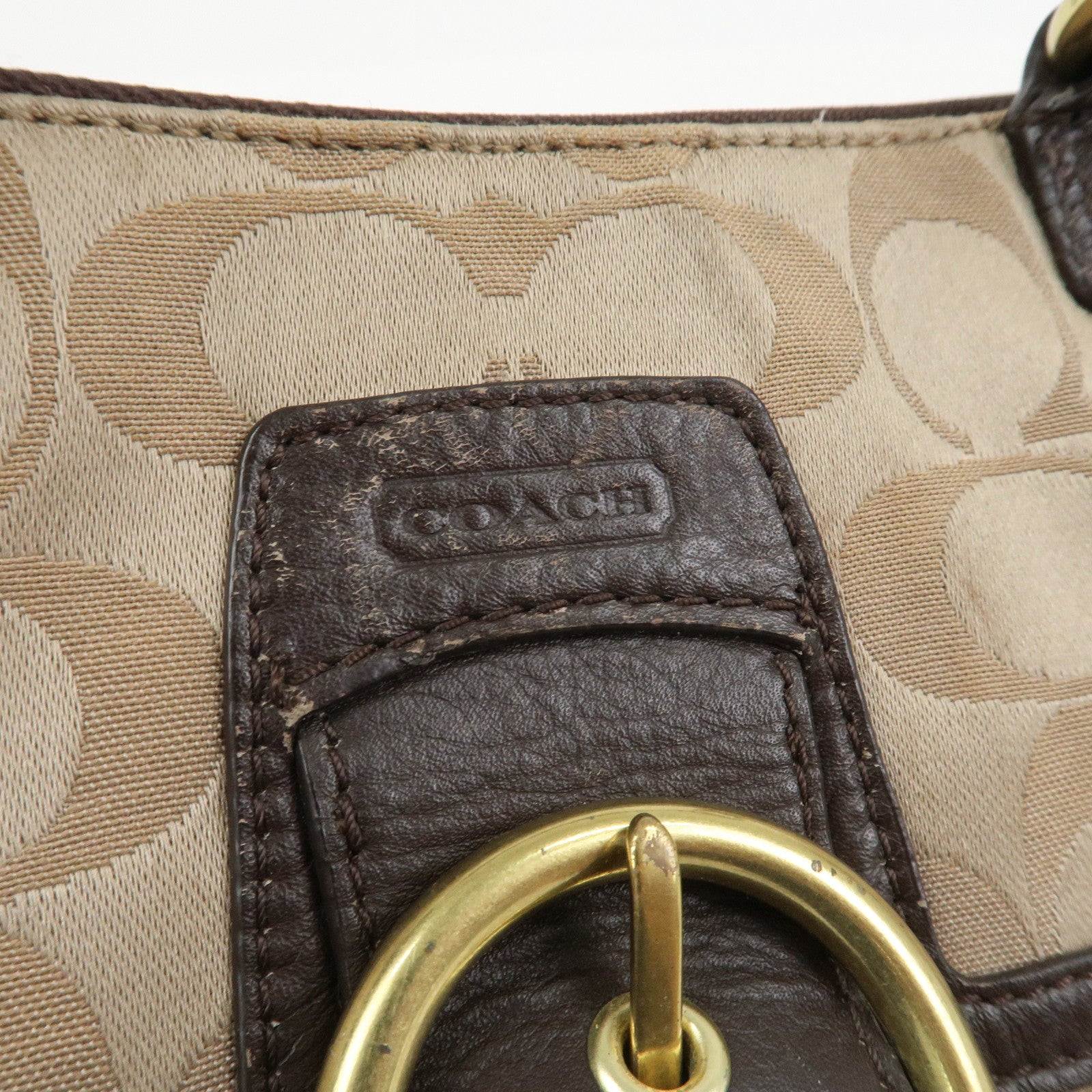 COACH Signature Set of 3 Silk Canvas Leather Hand Bag Pouch Pink