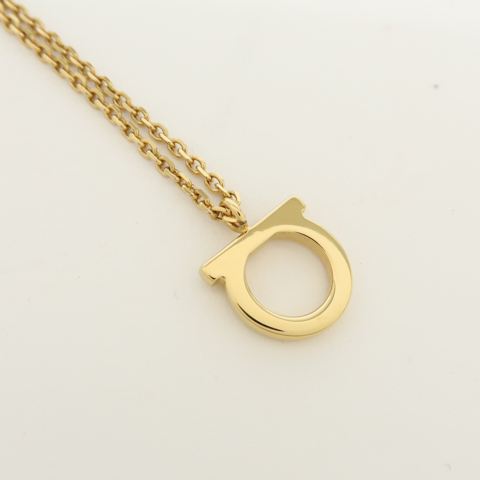 Ferragamo Gancini Logo Metal Necklace Gold