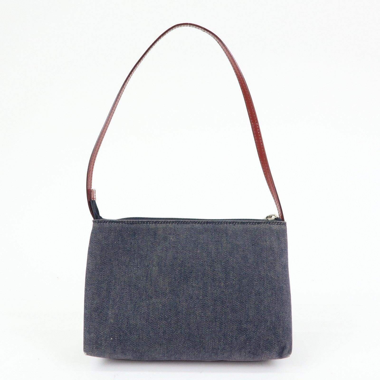 BURBERRY Denim Patent Leather Shoulder Bag Hand Bag Black Bordeaux