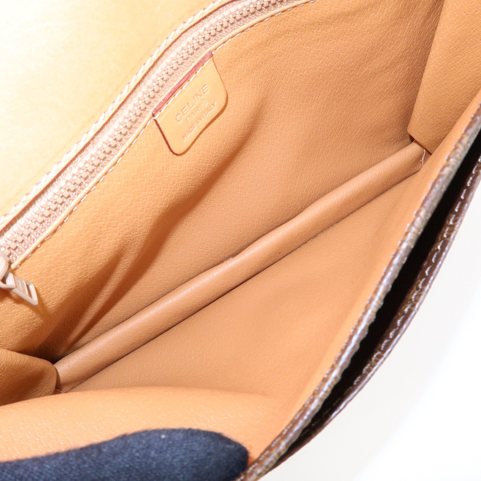 CELINE Logo Macadam PVC Leather Clutch Bag Flat Pouch Brown