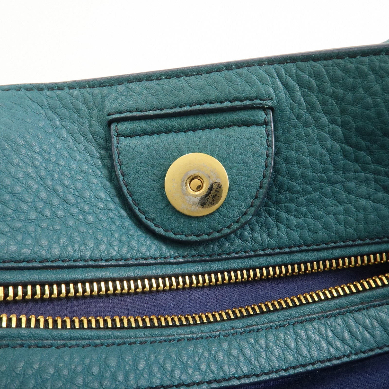 MIU MIU Logo Leather 2Way Bag Hand Bag Shoulder Bag Blue RR1905