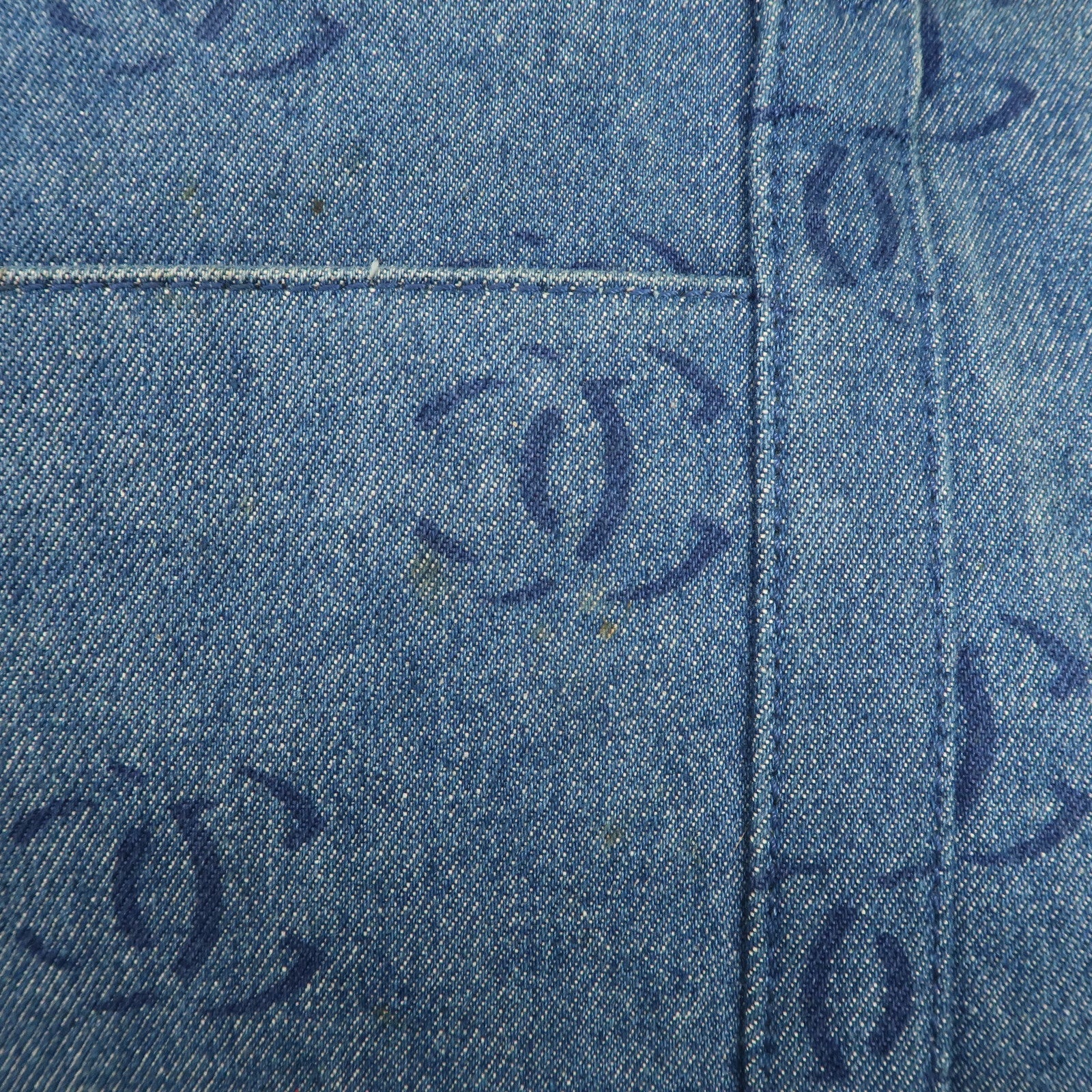 CHANEL COCO Mark Denim Boston Bag Hand Bag Travel Bag Blue