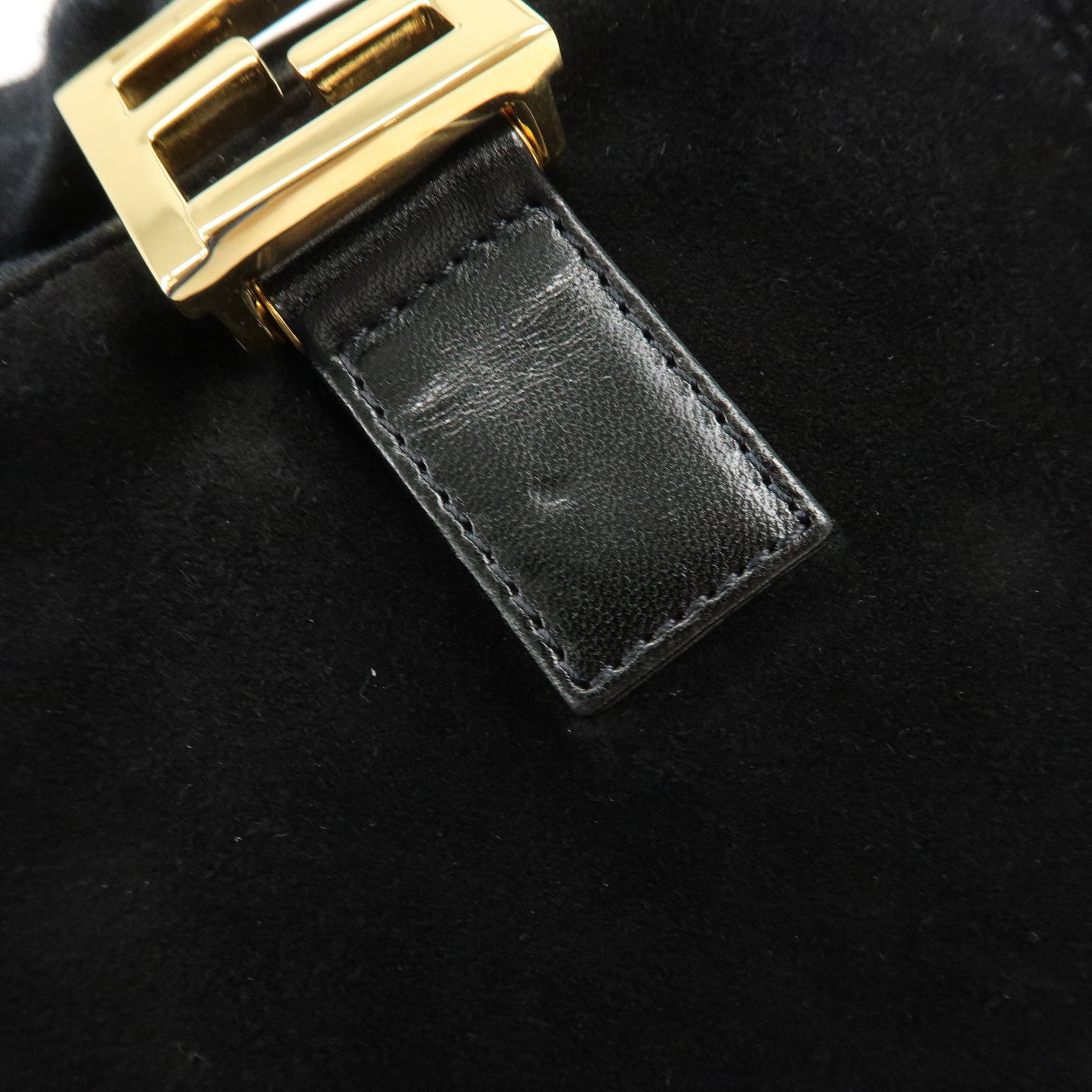 FENDI Suede Leather Tote Bag Hand Bag Black 230826693009