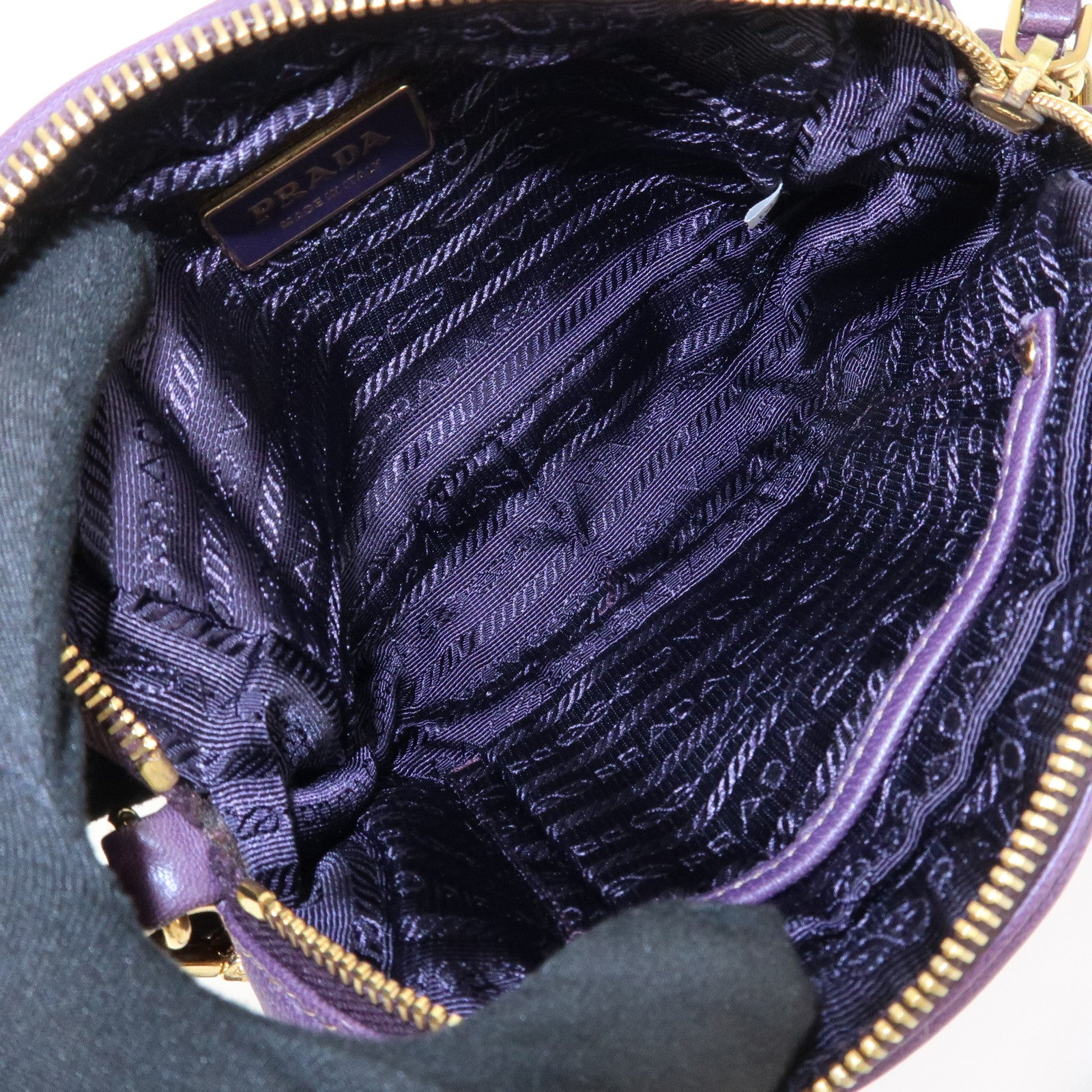 PRADA Logo Nappa Leather Ribbon Mini Shoulder Bag Purple 1NF727