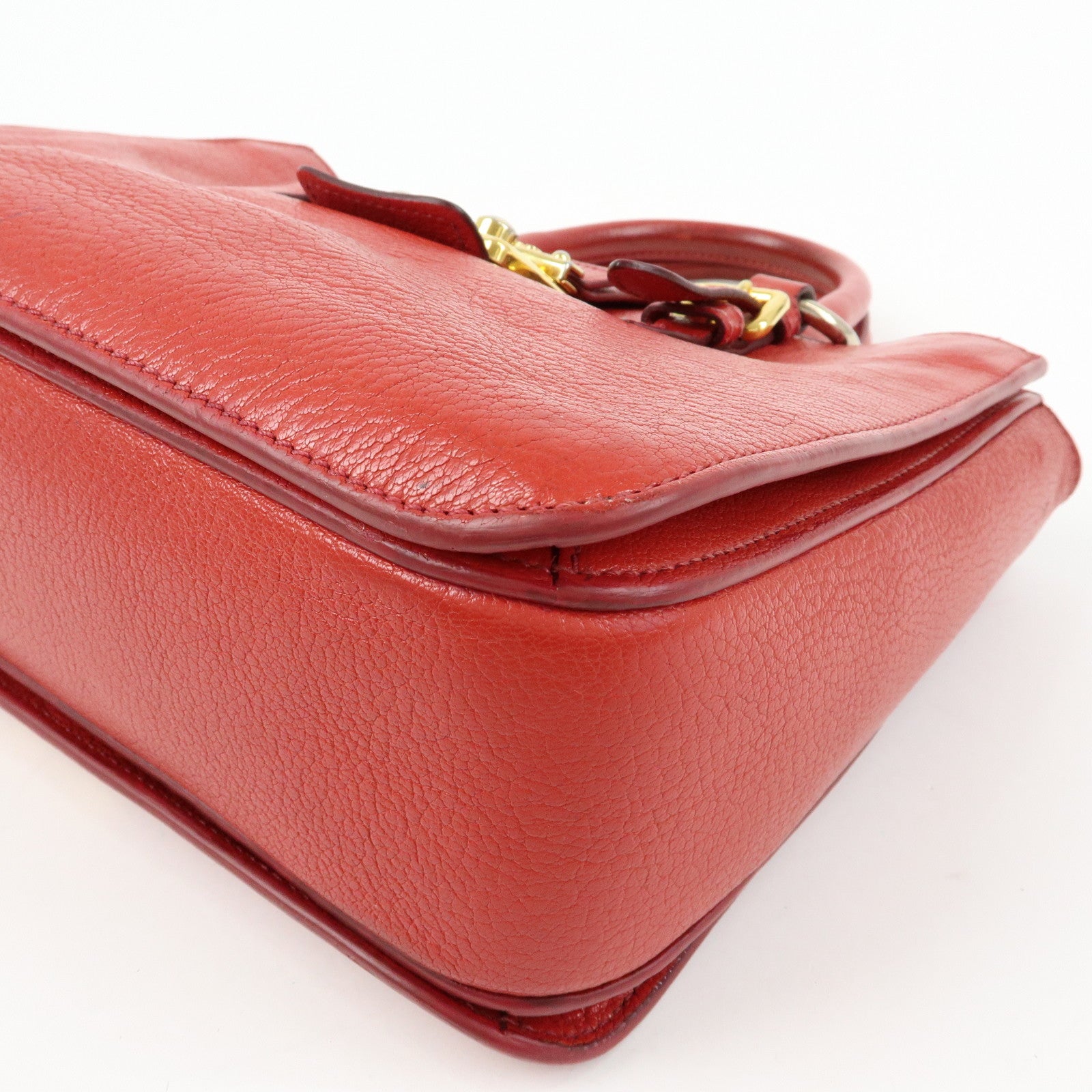 MIU MIU Madras Leather 2Way Bag Hand Bag Shoulder Bag Red